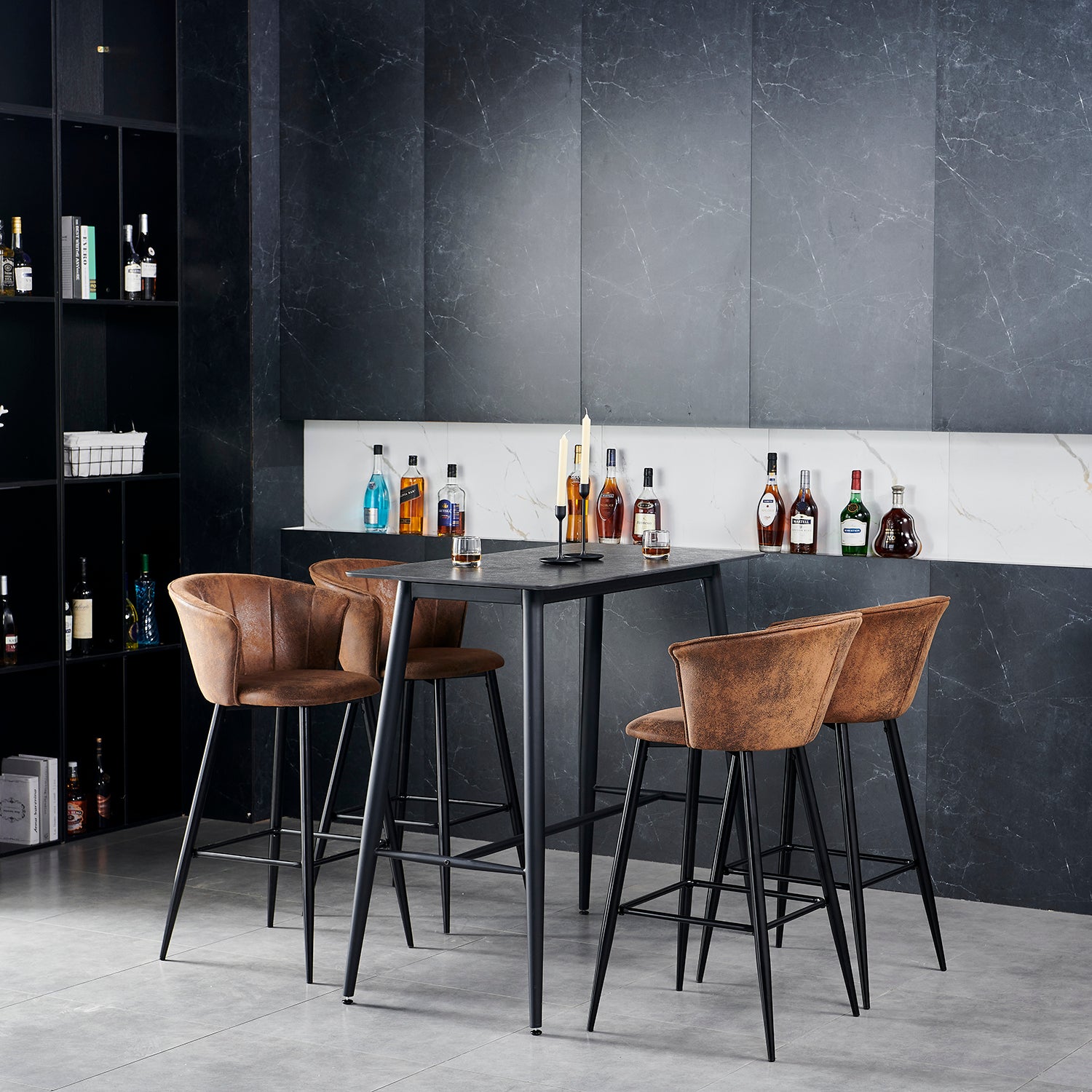 Set von 4 Industrial Bar Stools mit Armlehnen und Schwedendatei - Dononic Bar
