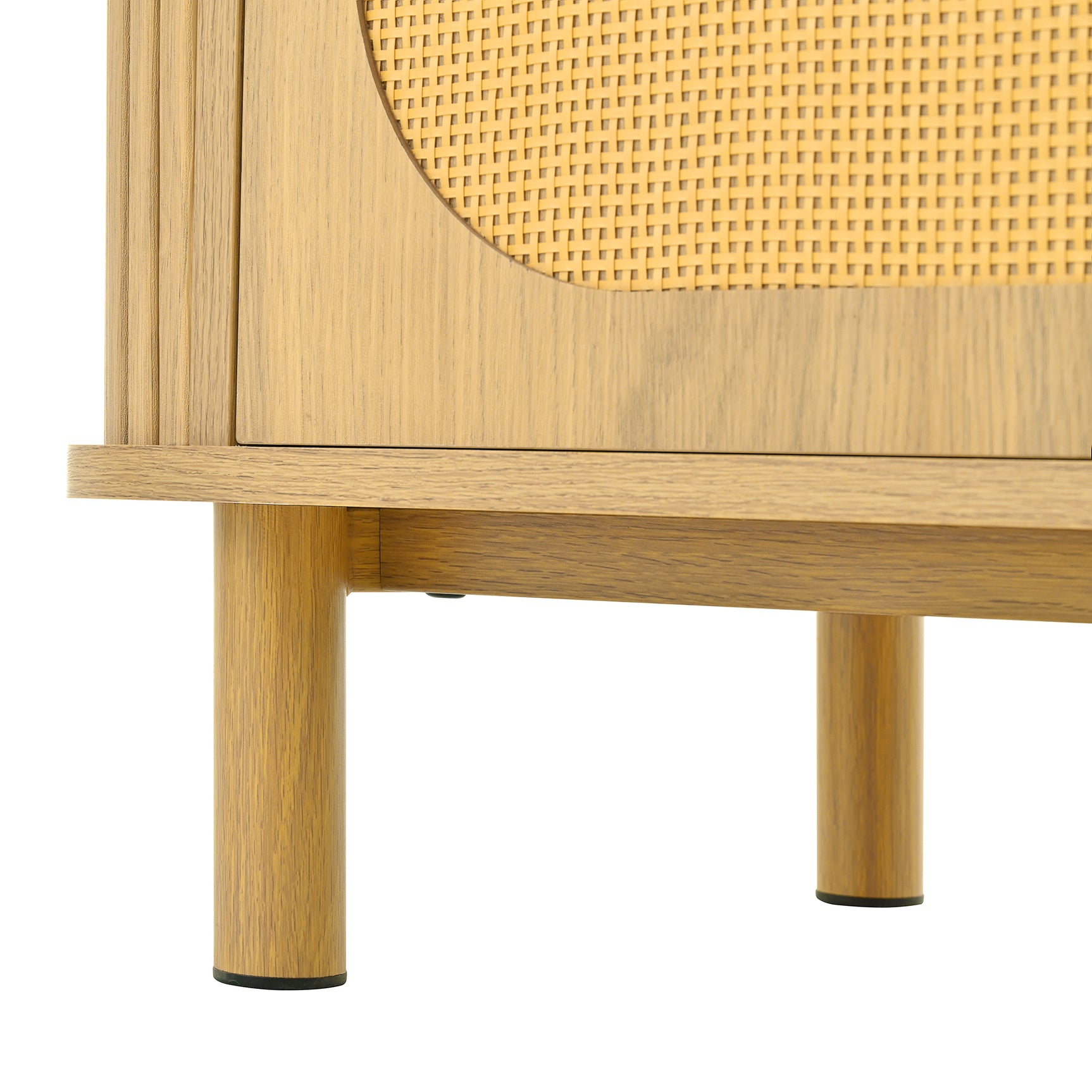 Oak caning buffet with 3 drawers, 2 doors, adjustable shelves and anti-breeching device-120 × 40 × 74 cm