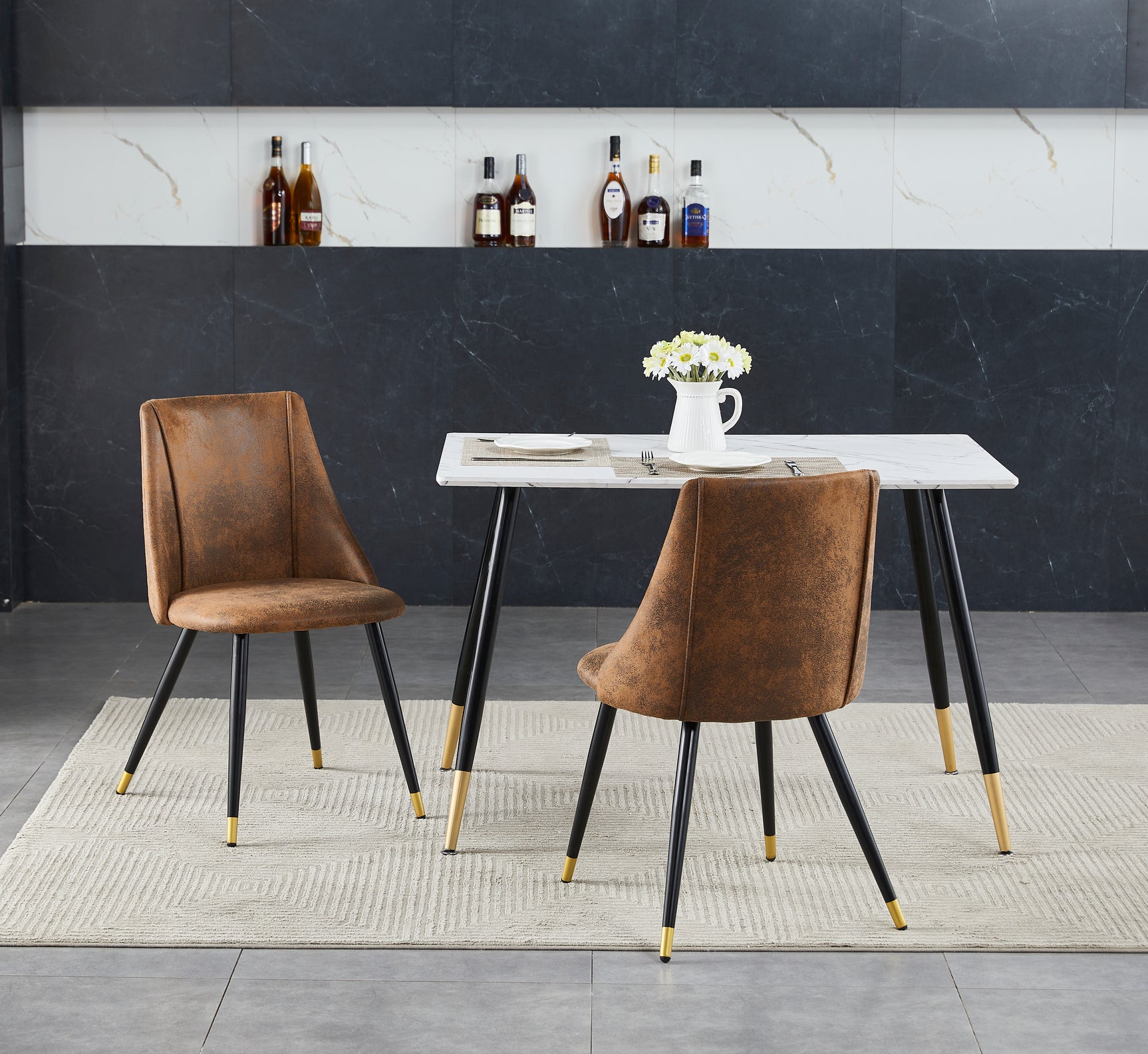 Lot de 2 chaises de salle à manger industrielles en suédine - SMEG