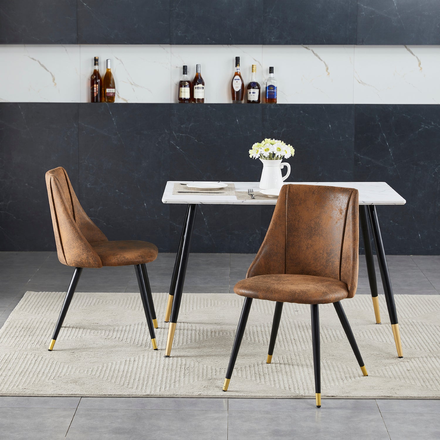 Lot de 2 chaises de salle à manger industrielles en suédine - SMEG