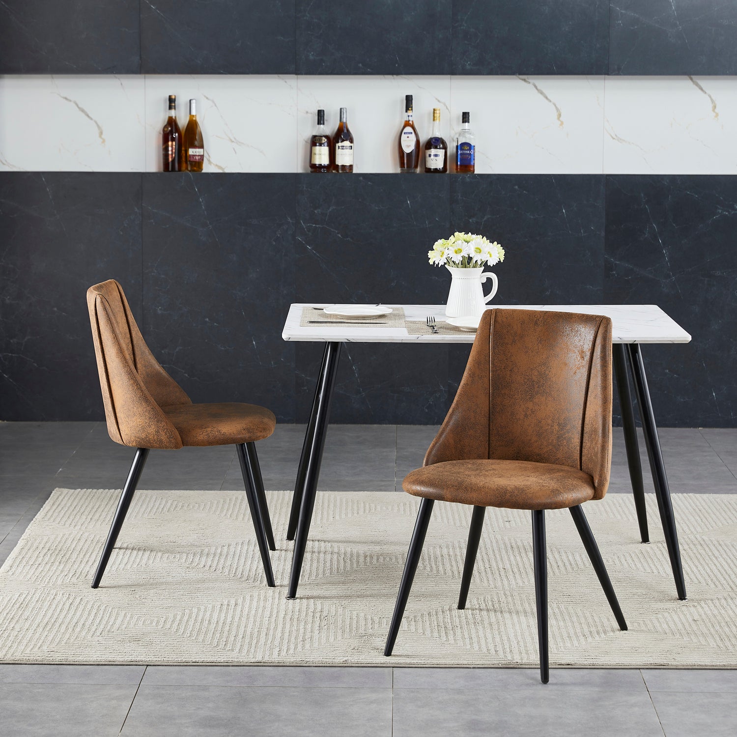 Lot de 2 chaises de salle à manger industrielles en suédine - SMEG