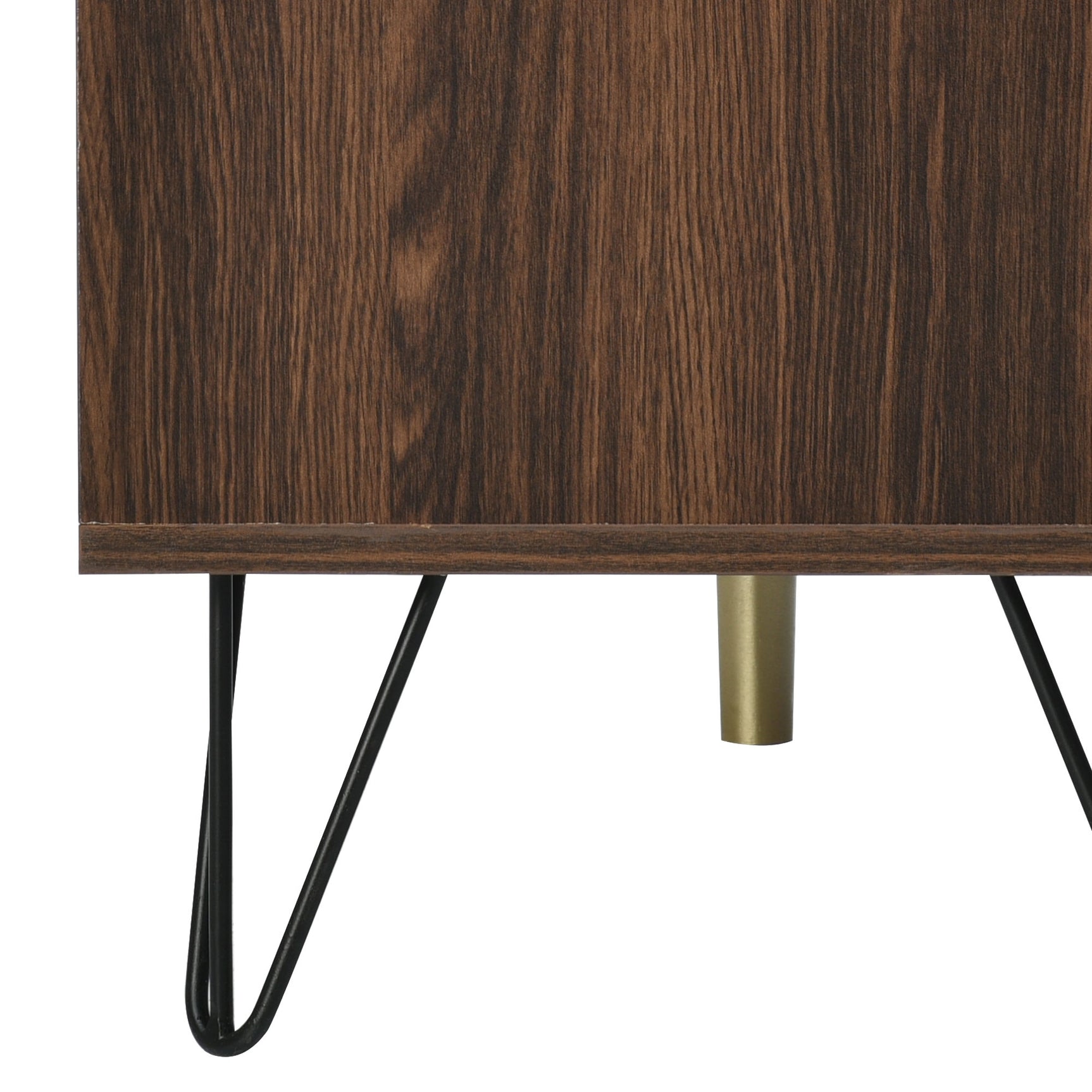 Sideboard exclusif 120x38x76,5 cm à 3 portes en placage de bois massif, griffes dorées et pieds en fer, idéal pour salon et salle à manger