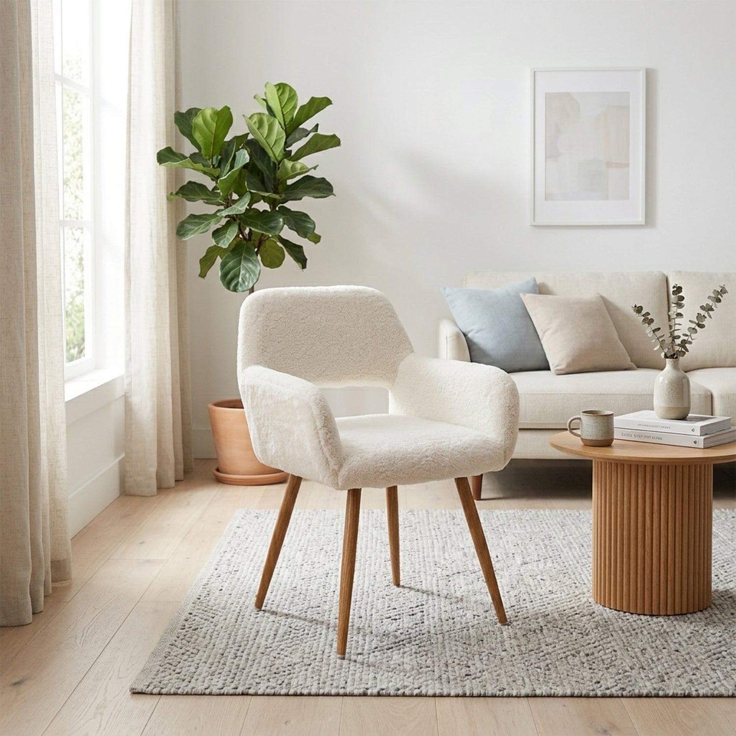 Scandinavian dining chair with black fabric armrests - CROMWELL BLACK Ⅰ