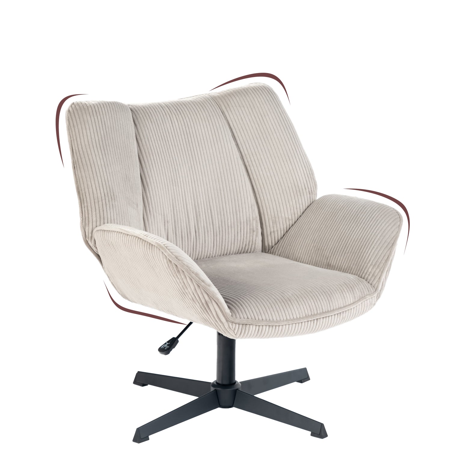 Drehbarer, verstellbarer Freizeitsessel mit grauen Cord-Armlehnen – DUROTHIL