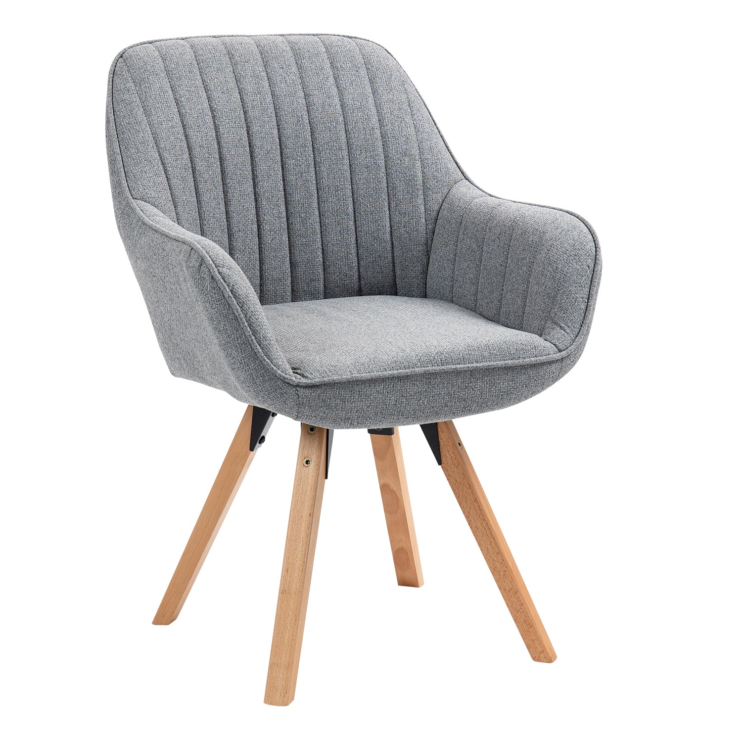 Bequemer Esszimmerstuhl aus grauem Stoff, 360° drehbar – CARSON FABRIC GREY