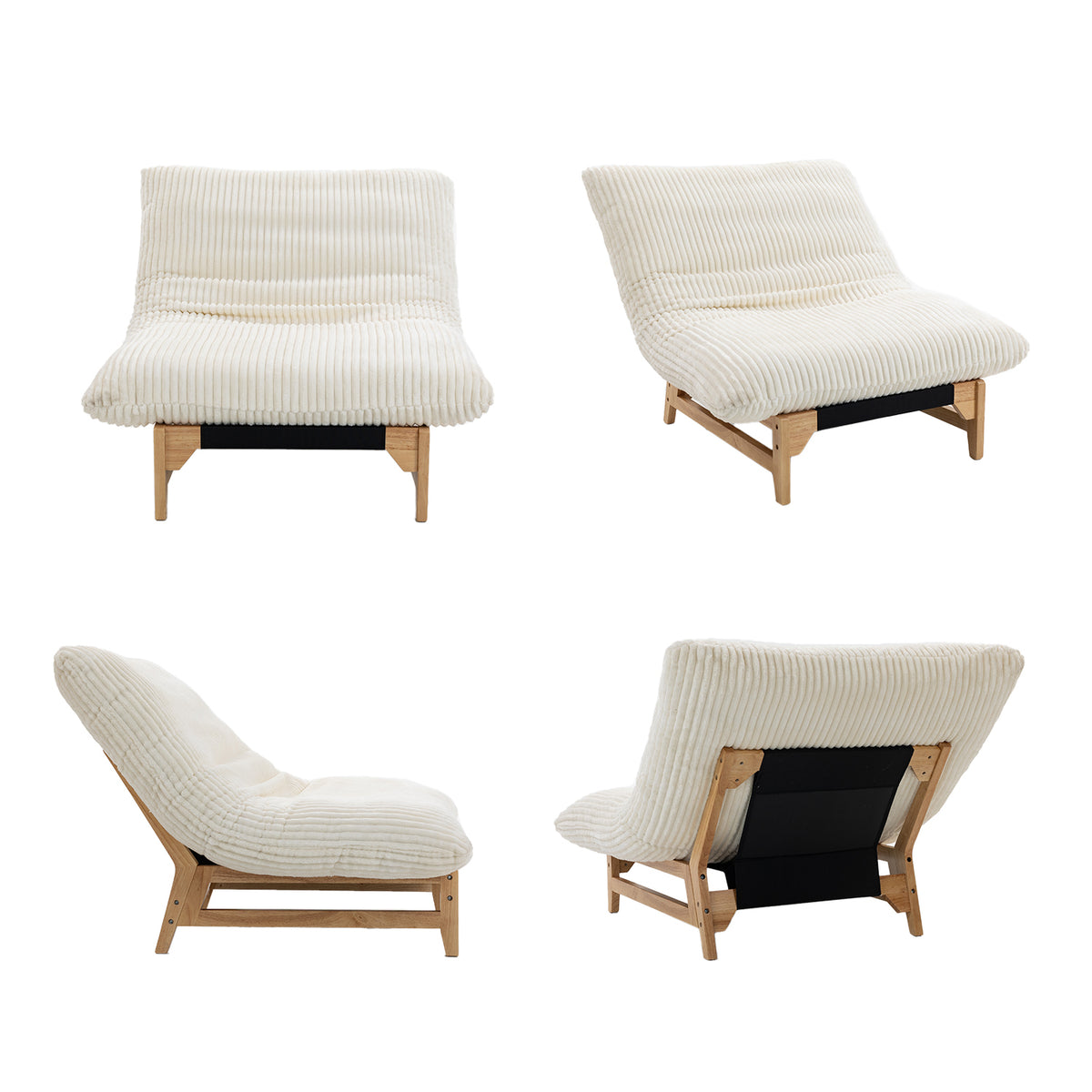 Fauteuil en velours côtelé beige sans accoudoirs