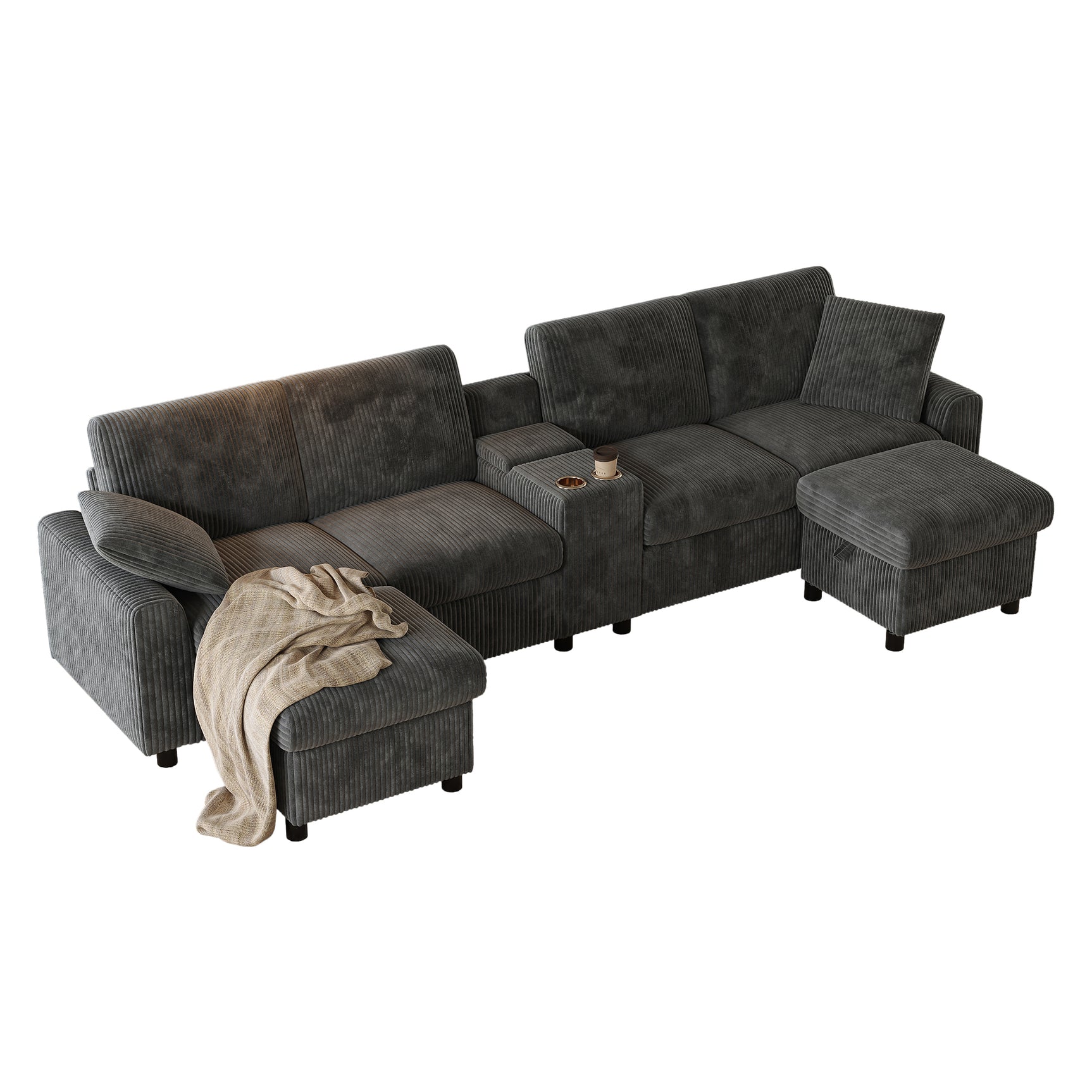 2-Sitzer-Sofa aus beigem Stoff im skandinavischen Stil – AHBARM