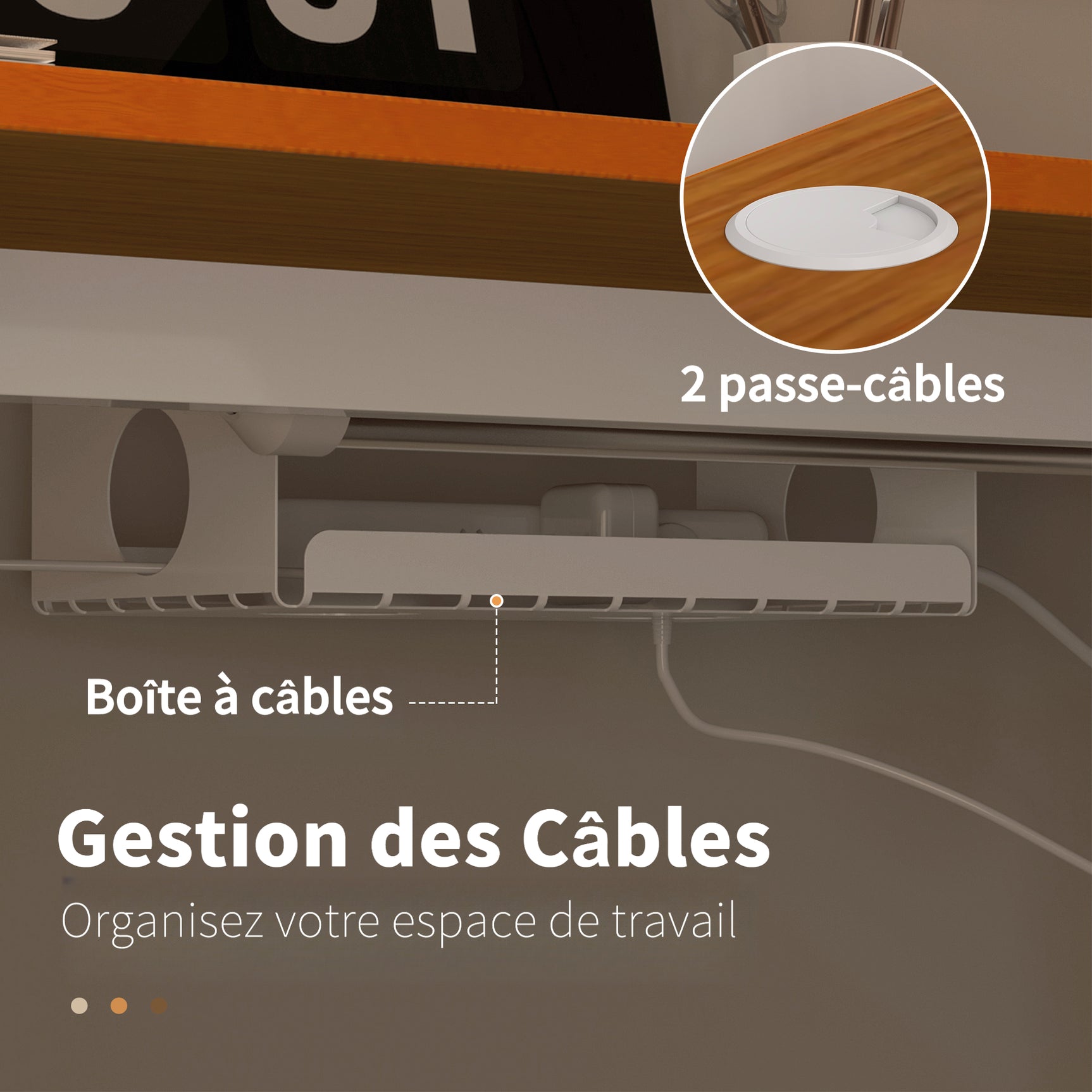 Table de bureau électrique réglable en hauteur 120x60x72-116 cm Stehtisch avec anti-collision, boîte à câbles et crochets, finition bois naturel