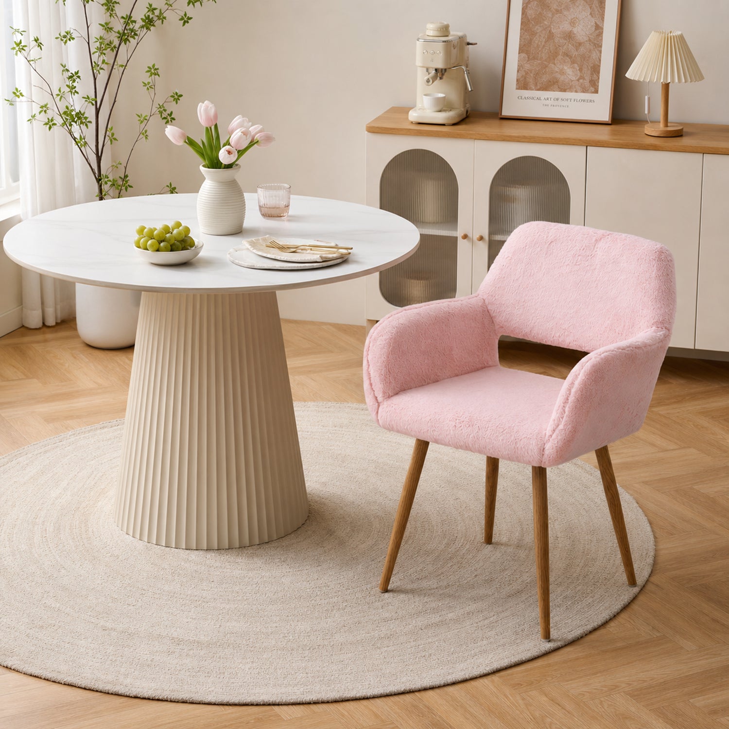 Scandinavian dining chair with black fabric armrests - CROMWELL BLACK Ⅰ