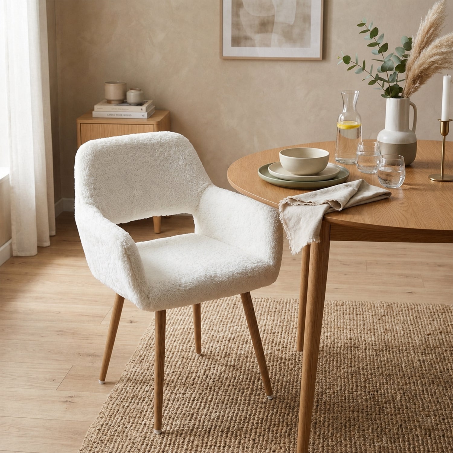 Scandinavian dining chair with black fabric armrests - CROMWELL BLACK Ⅰ