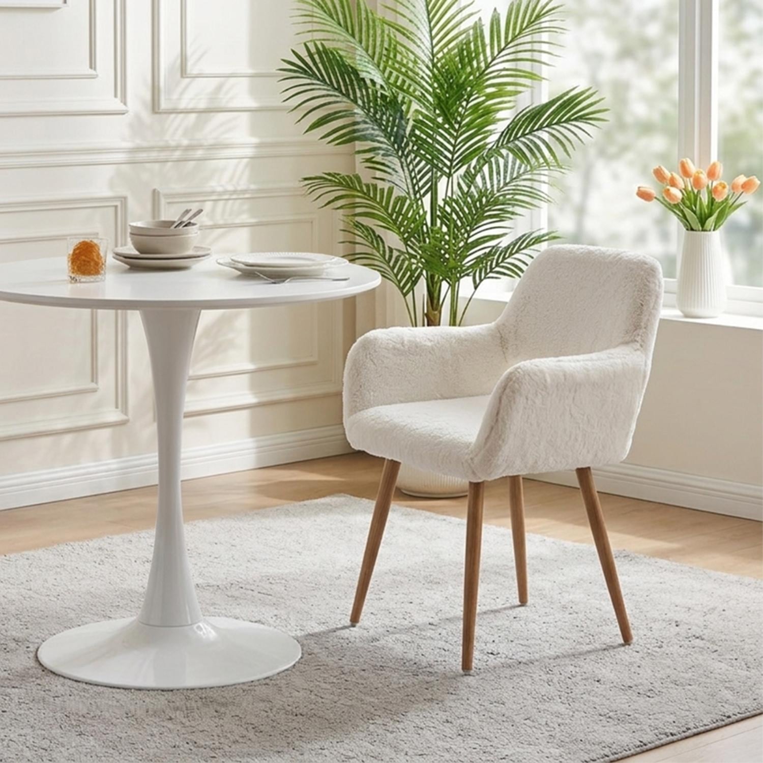 Scandinavian dining chair with black fabric armrests - CROMWELL BLACK Ⅰ