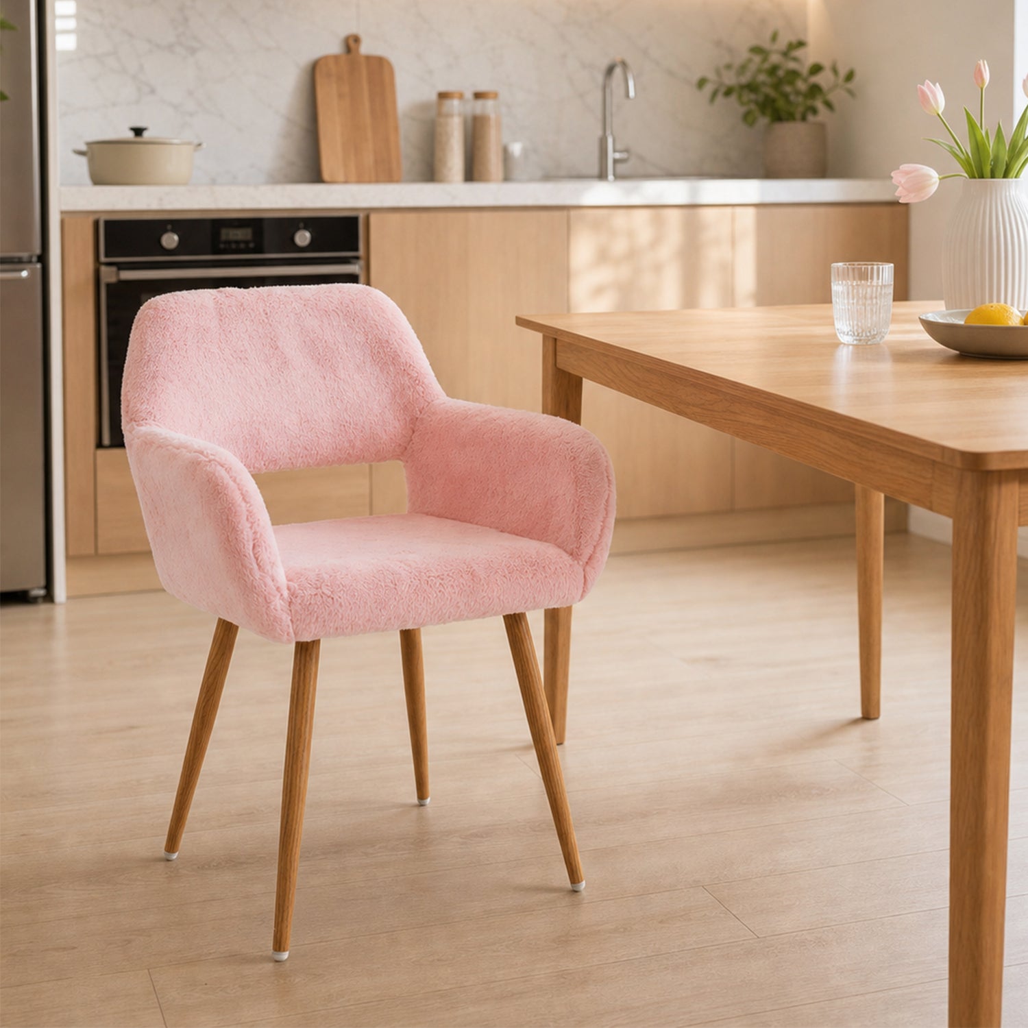 Scandinavian dining chair with black fabric armrests - CROMWELL BLACK Ⅰ