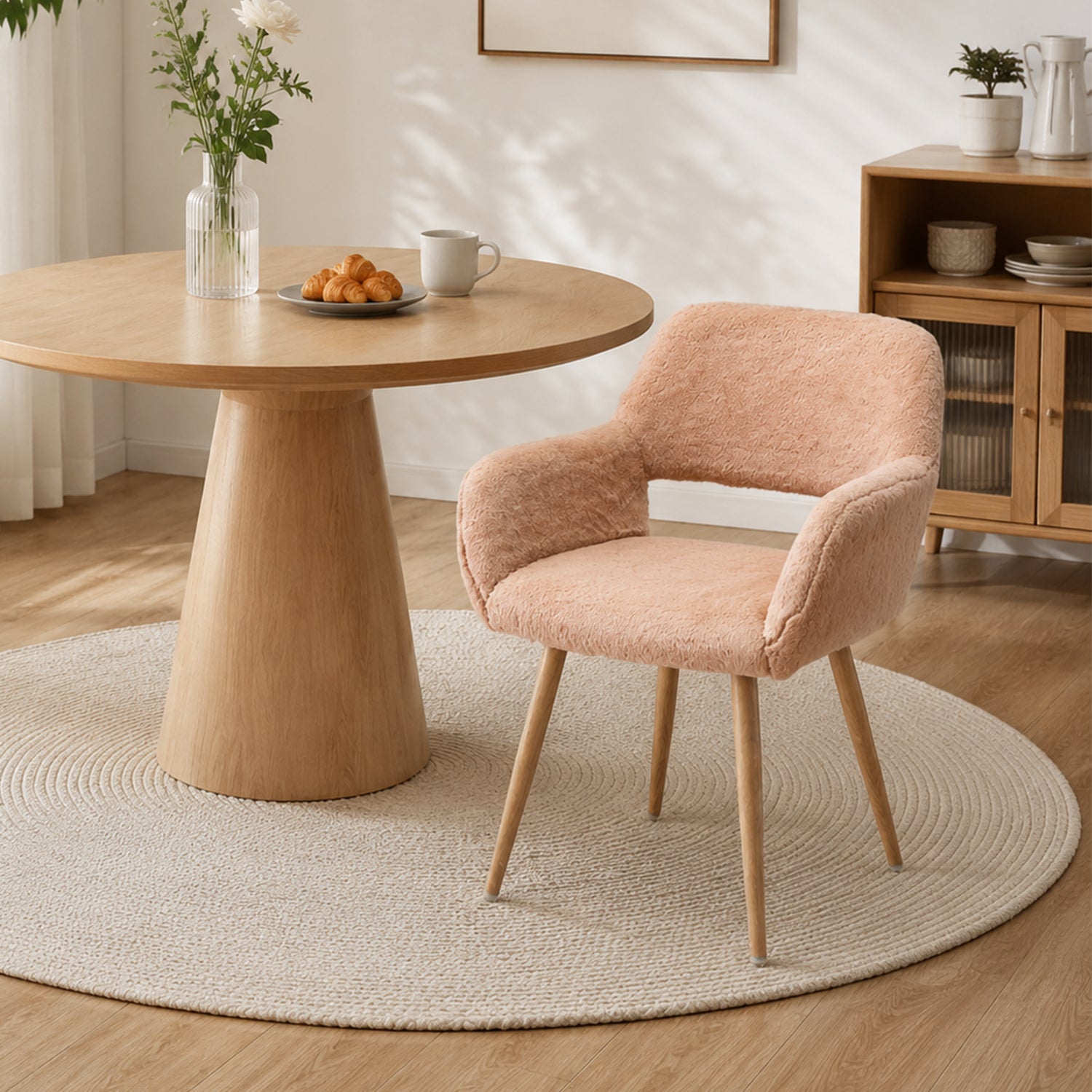 Scandinavian dining chair with black fabric armrests - CROMWELL BLACK Ⅰ