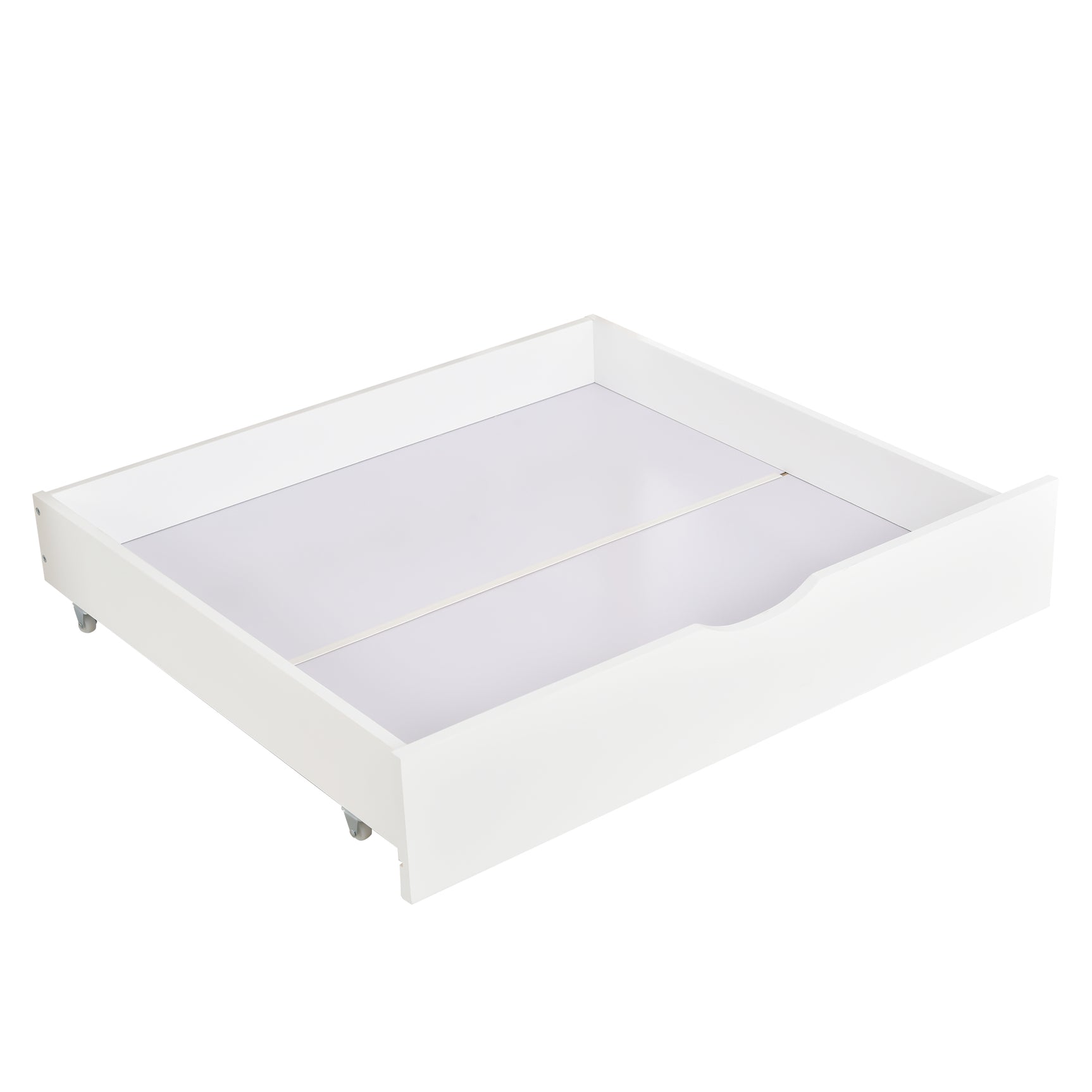 Kinderkabine 90x200 cm weißes und massives Holzholz mit geschmierigen Basis und 2 Lagerschubladen (ohne Matratzen)