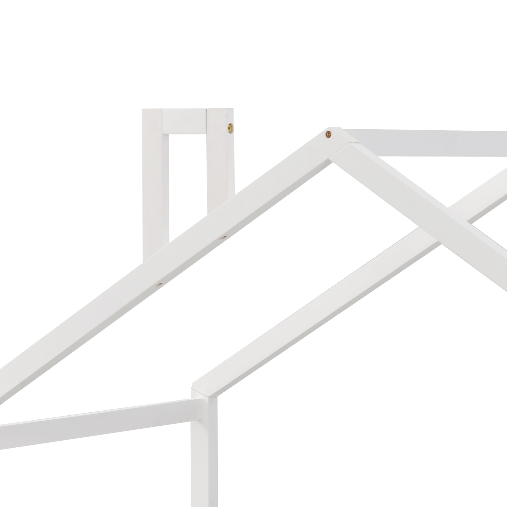 Lit cabane enfant 90x200 cm bois massif blanc avec barrière anti-chute et sommier à lattes