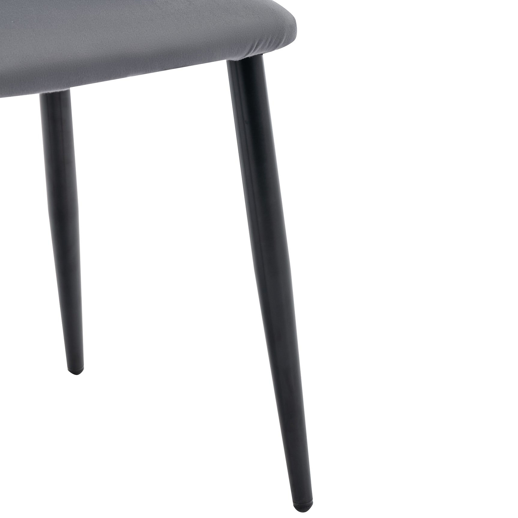 Lot de 2 chaises de salle à manger en velours gris avec dossier à motif diamant, pieds en métal réglables et assise rembourrée