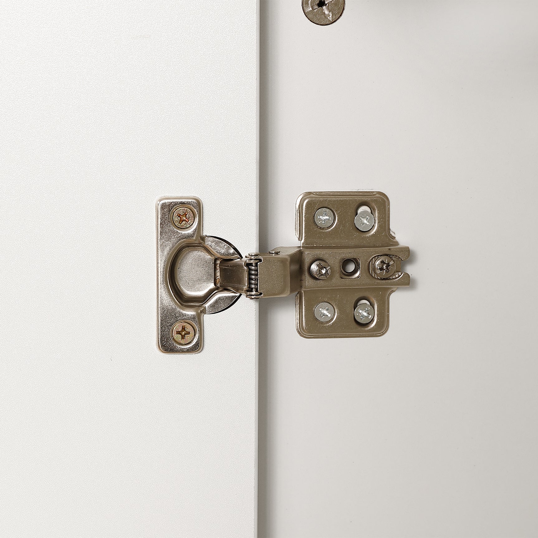 Armoire penderie blanche en panneaux de particules avec 2 portes, 2 tiroirs et tringle de rangement