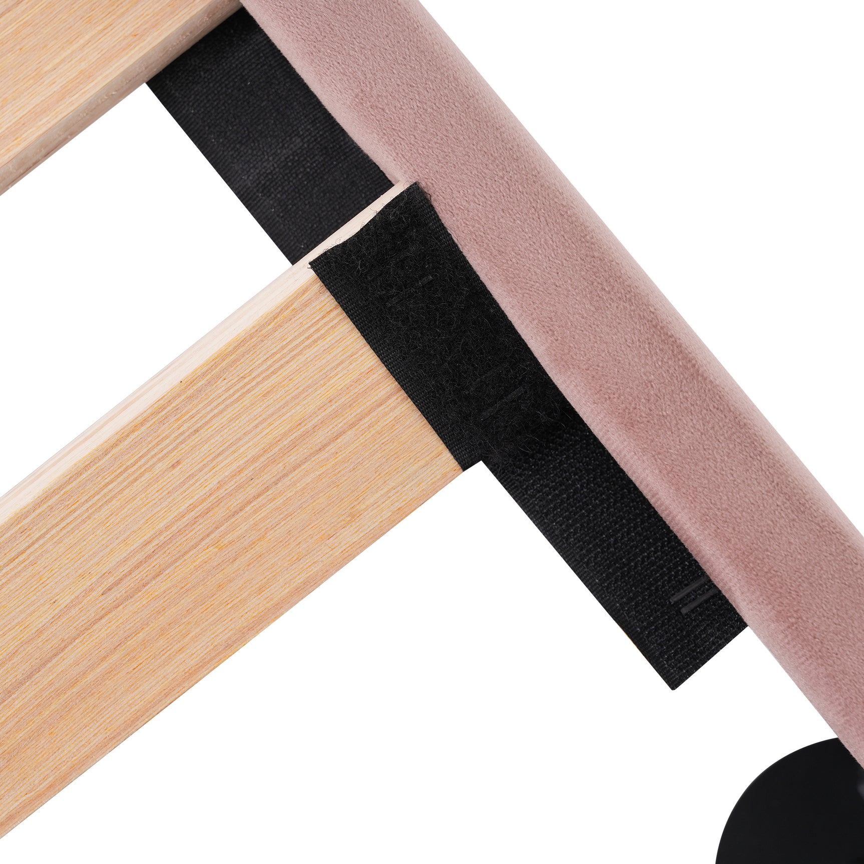 Lit double rembourré LED 140×200 cm en velours rose avec tête de lit réglable et sommier à lattes (sans matelas)