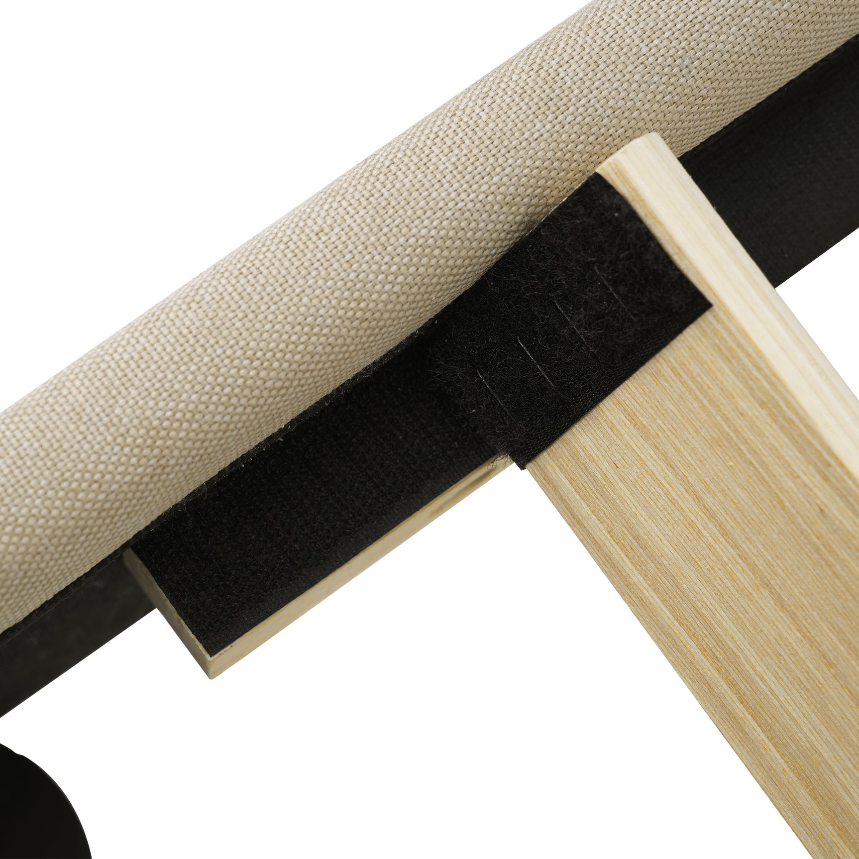 Lit double rembourré LED 140×200 cm en lin beige avec tête de lit réglable et sommier à lattes (sans matelas)