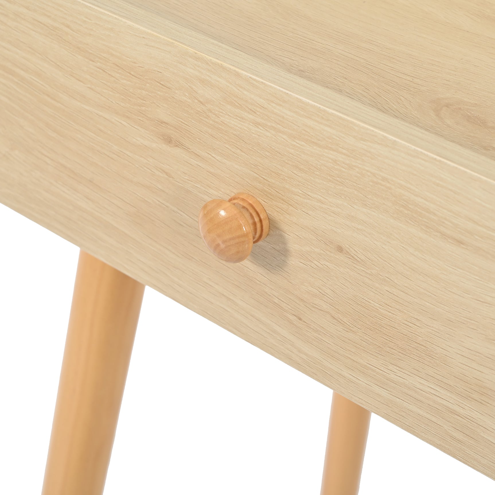 Coiffeuse en bois avec miroir rabattable, 3 tiroirs de rangement et design naturel blanc – 100x40x78 cm