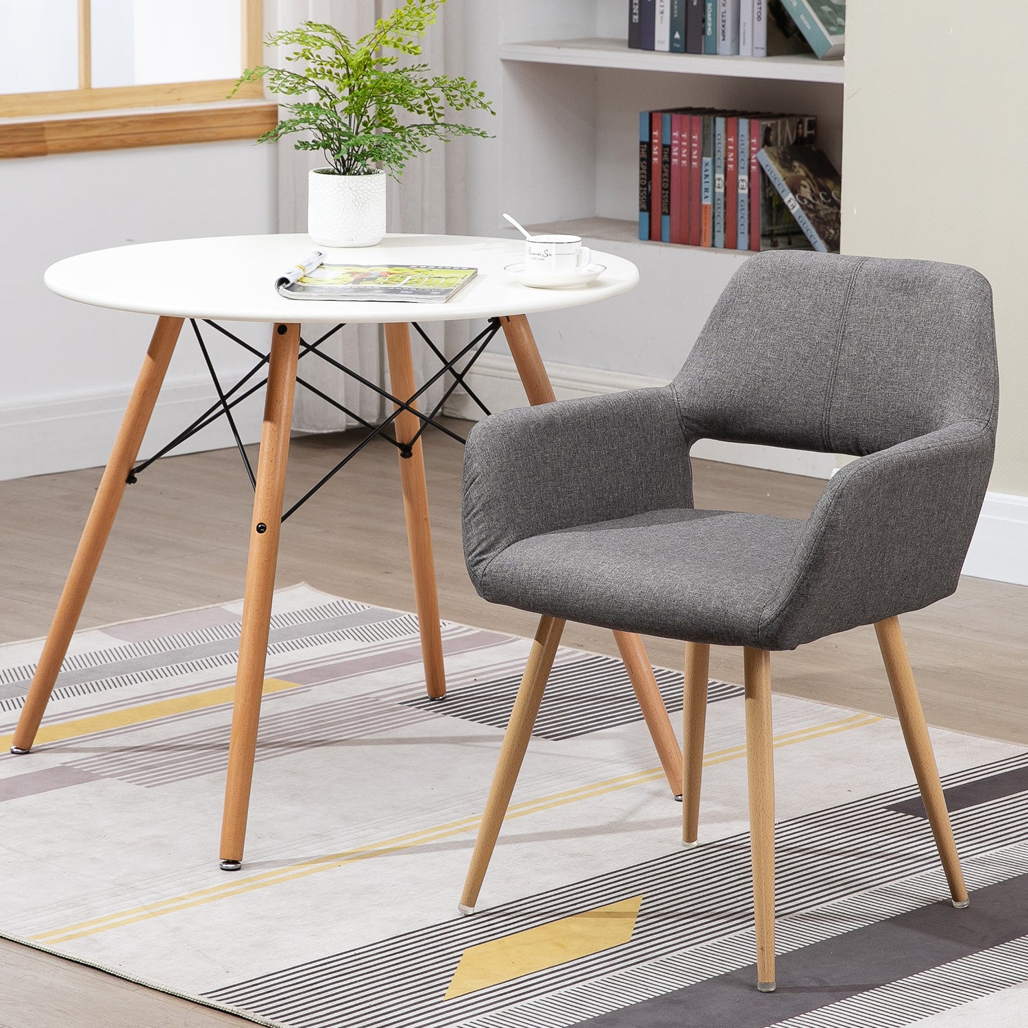 Set aus 4 skandinavischen Esszimmersesseln mit grauen Cord-Armlehnen – CROMWELL CORDUROY