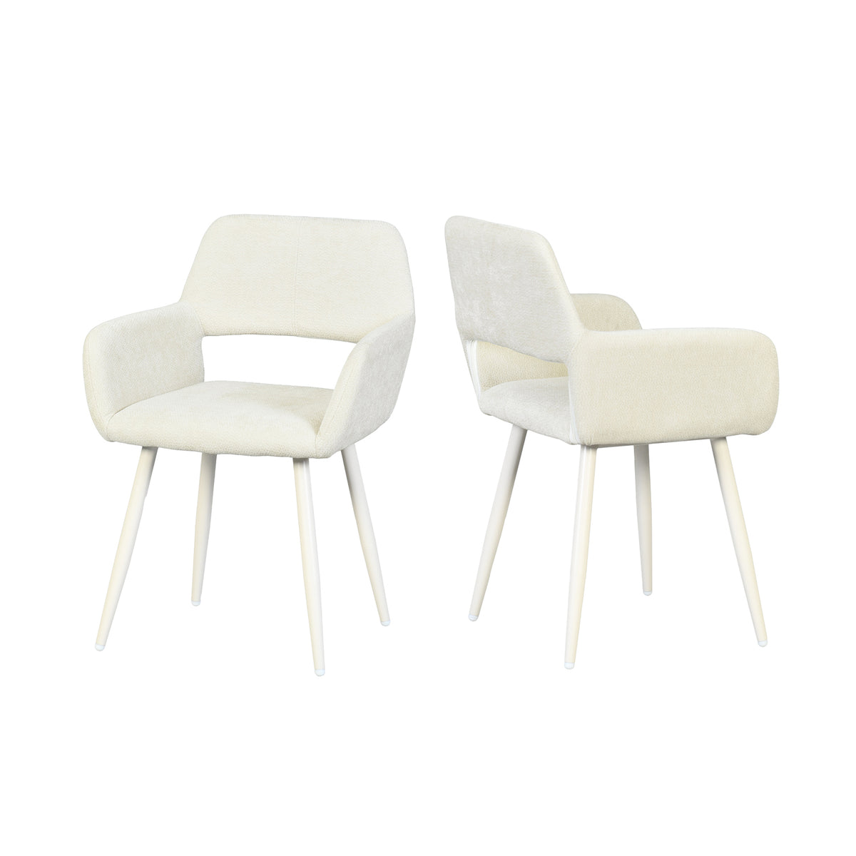 Set of 2 Scandinavian dining room armchairs with beige fabric armrests - Cromwell