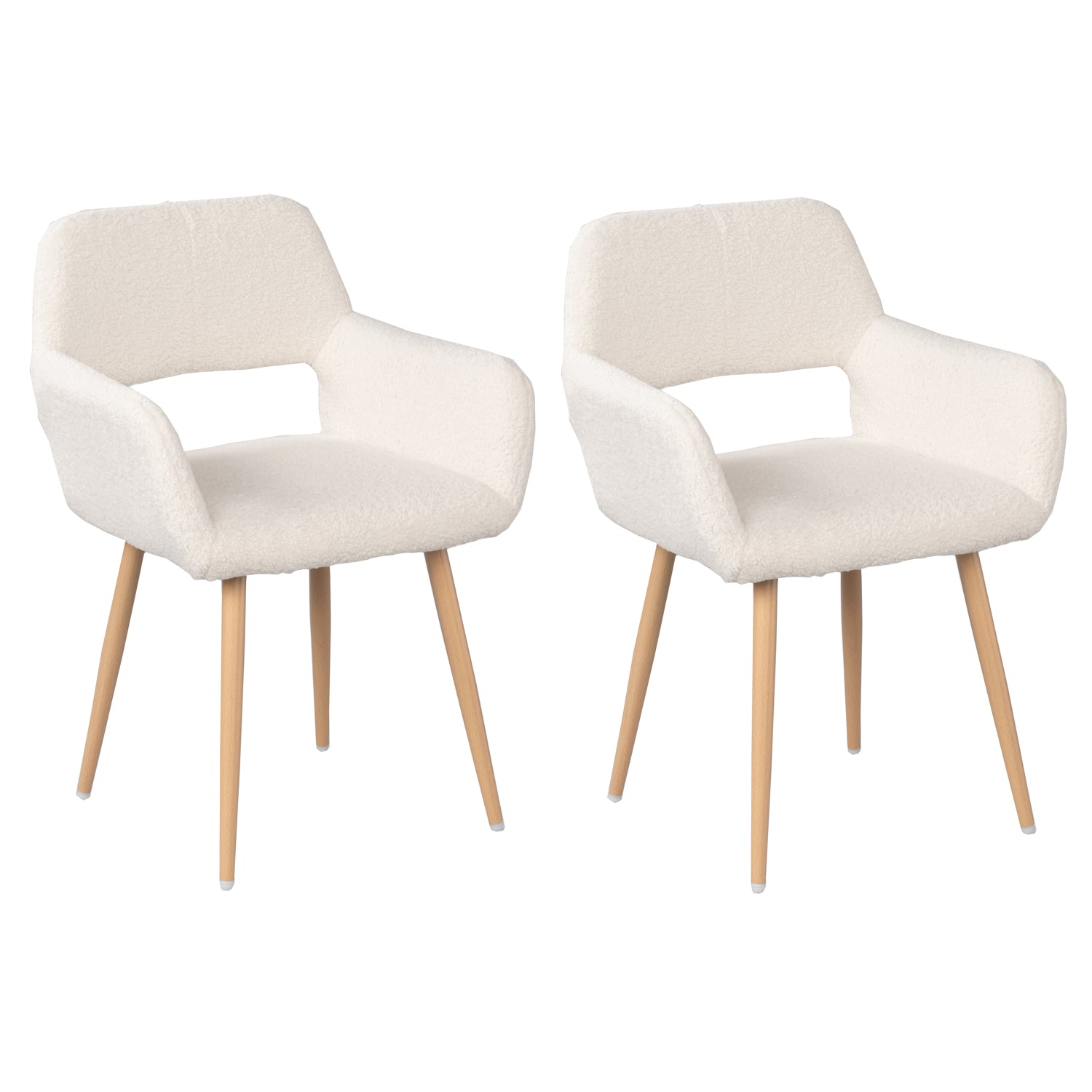 2 skandinavische Esszimmer Sessel mit Armlehnen im Beige Boulette Stoff - Cromwell