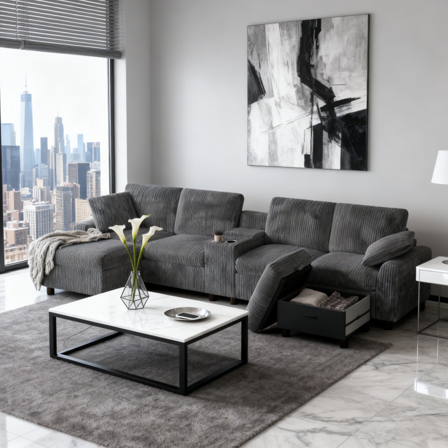 2-Sitzer-Sofa aus beigem Stoff im skandinavischen Stil – AHBARM