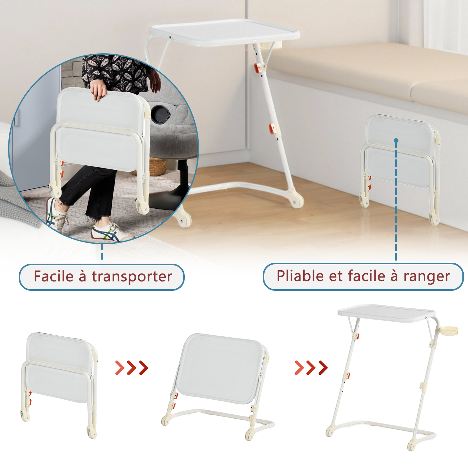 Ensemble avec table d’appoint blanche pliable et fauteuil de bureau en velours côtelé vert olive ââ‚?BASELINE & ROSS