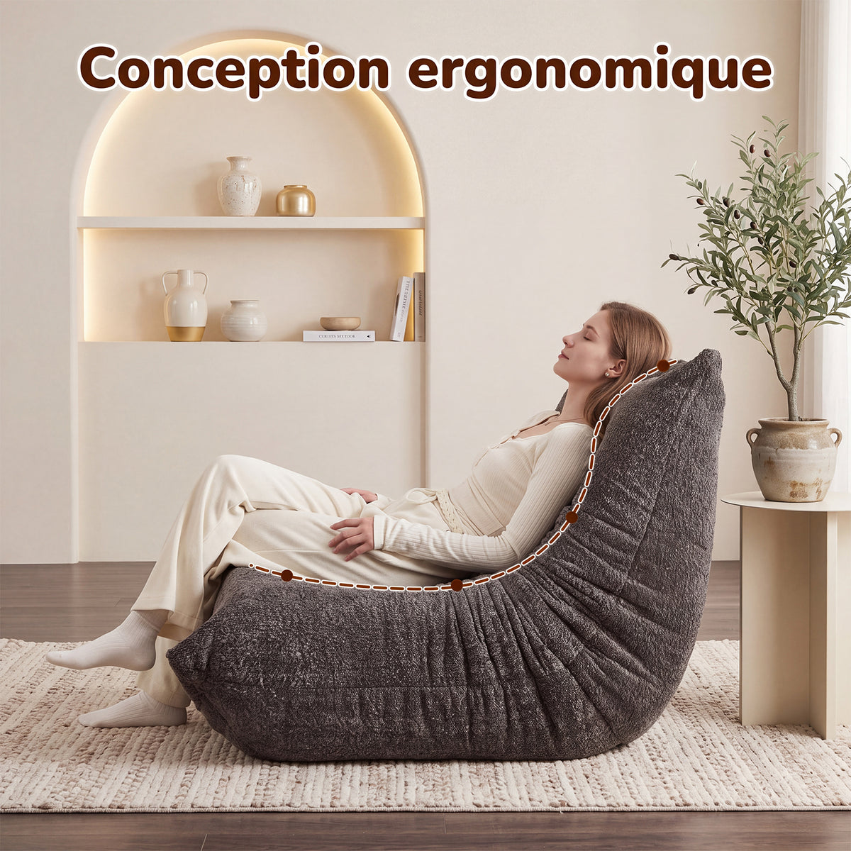 Lounge armchair with armrests in beige corduroy - DOMCO
