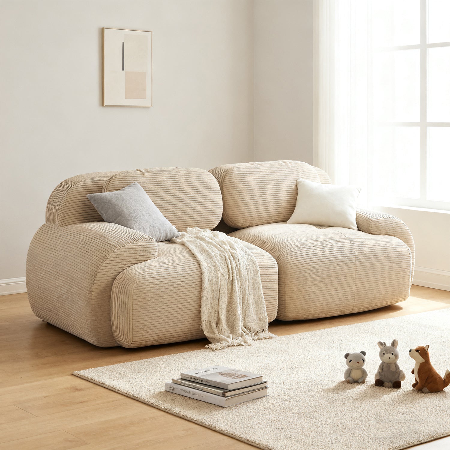 2-Sitzer-Schlafsofa aus dunkelgrauem Stoff mit Seitentaschen, modernes Schlafsofa