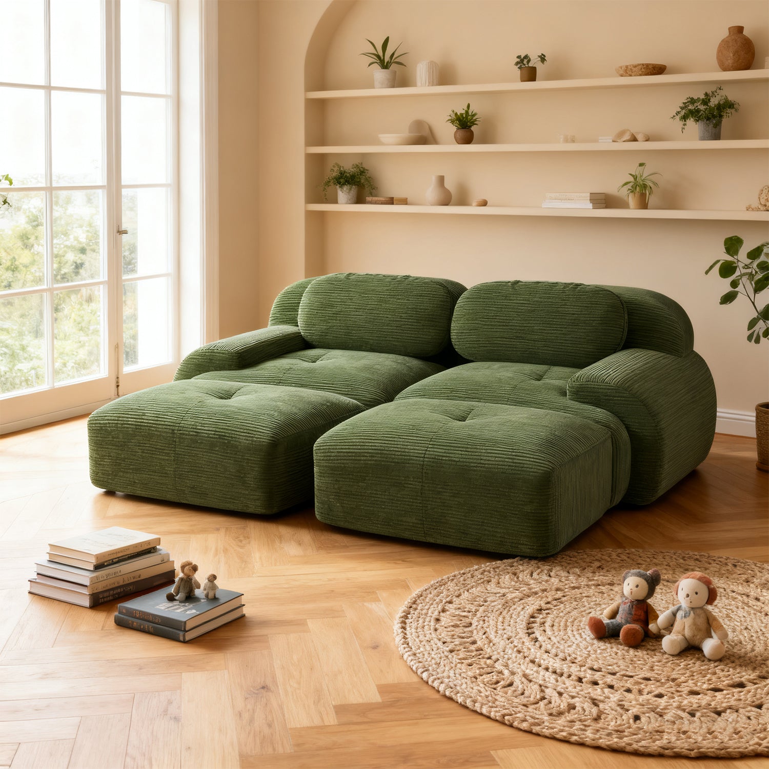 2-Sitzer-Schlafsofa aus dunkelgrauem Stoff mit Seitentaschen, modernes Schlafsofa