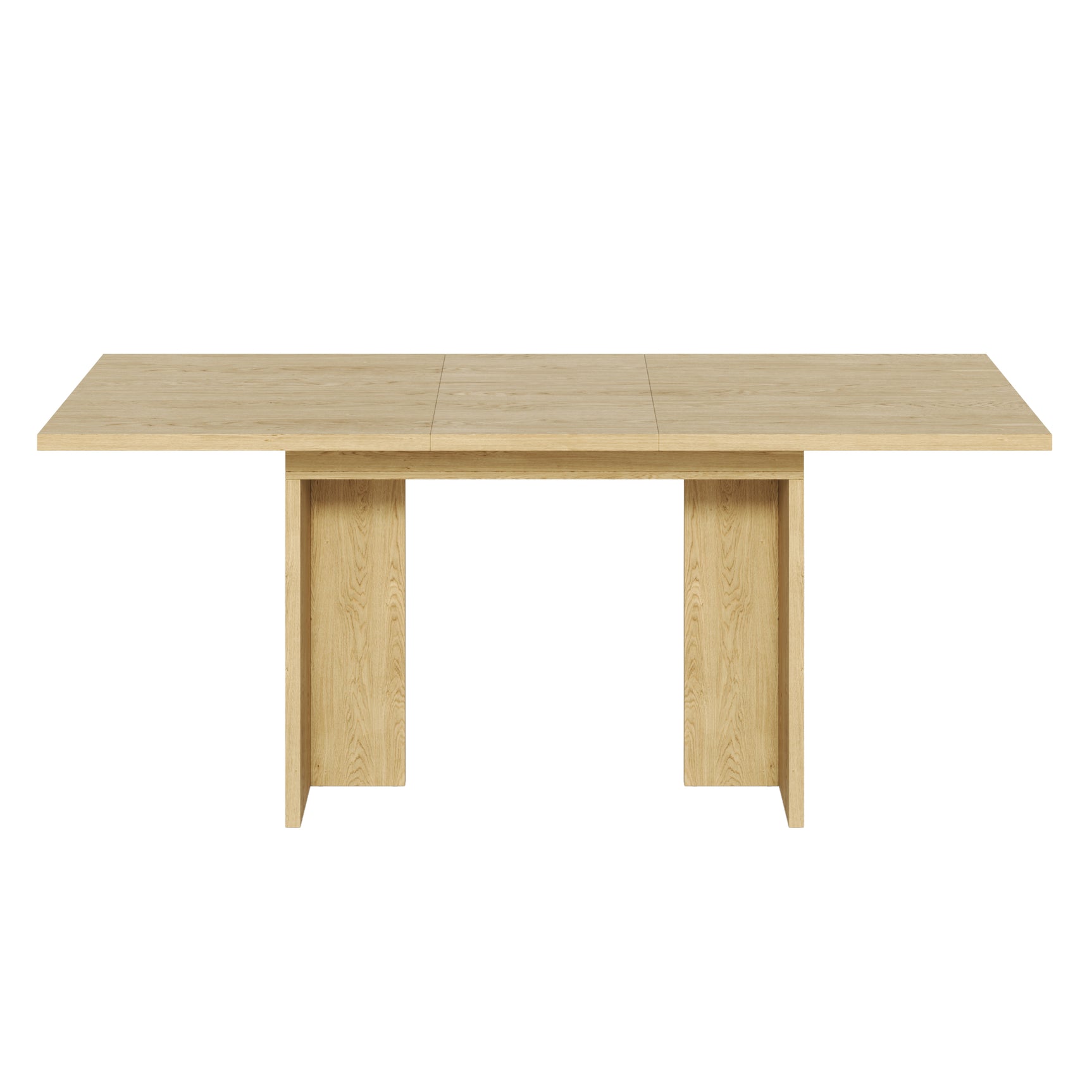 Rectangular dining table in particle panels finish oak with four robust feet