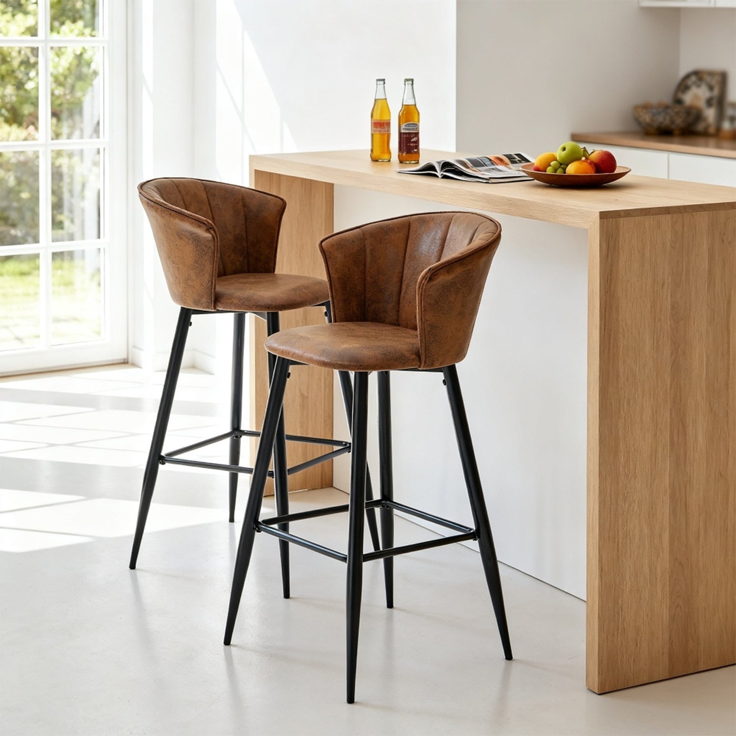 Set von 4 Industrial Bar Stools mit Armlehnen und Schwedendatei - Dononic Bar
