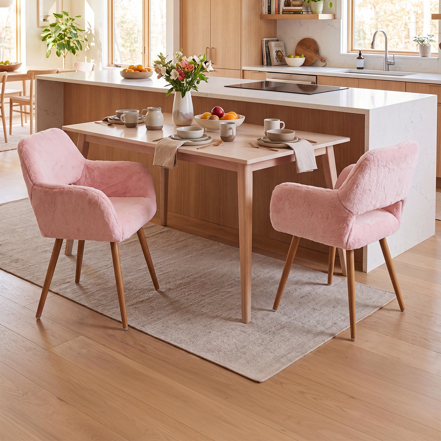 Scandinavian dining chair with black fabric armrests - CROMWELL BLACK Ⅰ