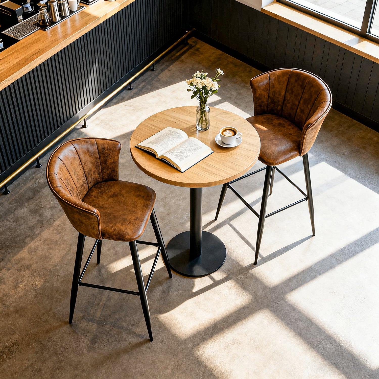 Set of 6 industrial bar stools with armrests and Sweden file - Dononic Bar