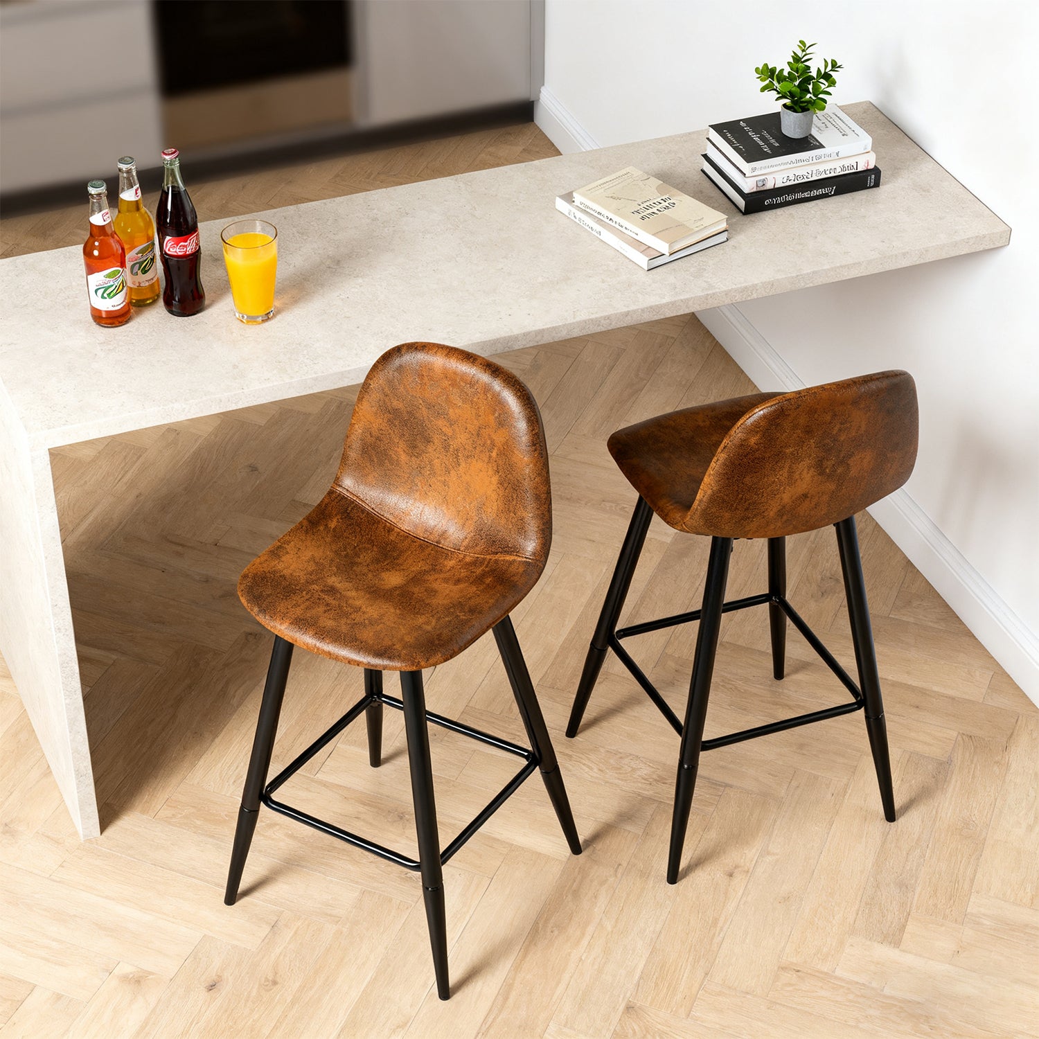 Set von 2 Industrie -Barhockern mit Wildlederdatei - Charlton Bar