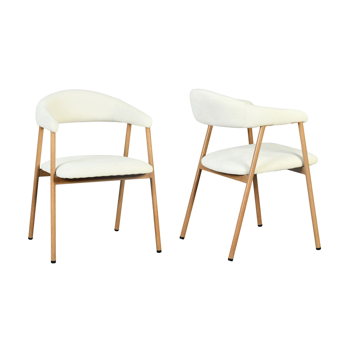 Set von 2 skandinavischen Esszimmer Sesseln mit beige Stoffarmlehnen - Cromwell