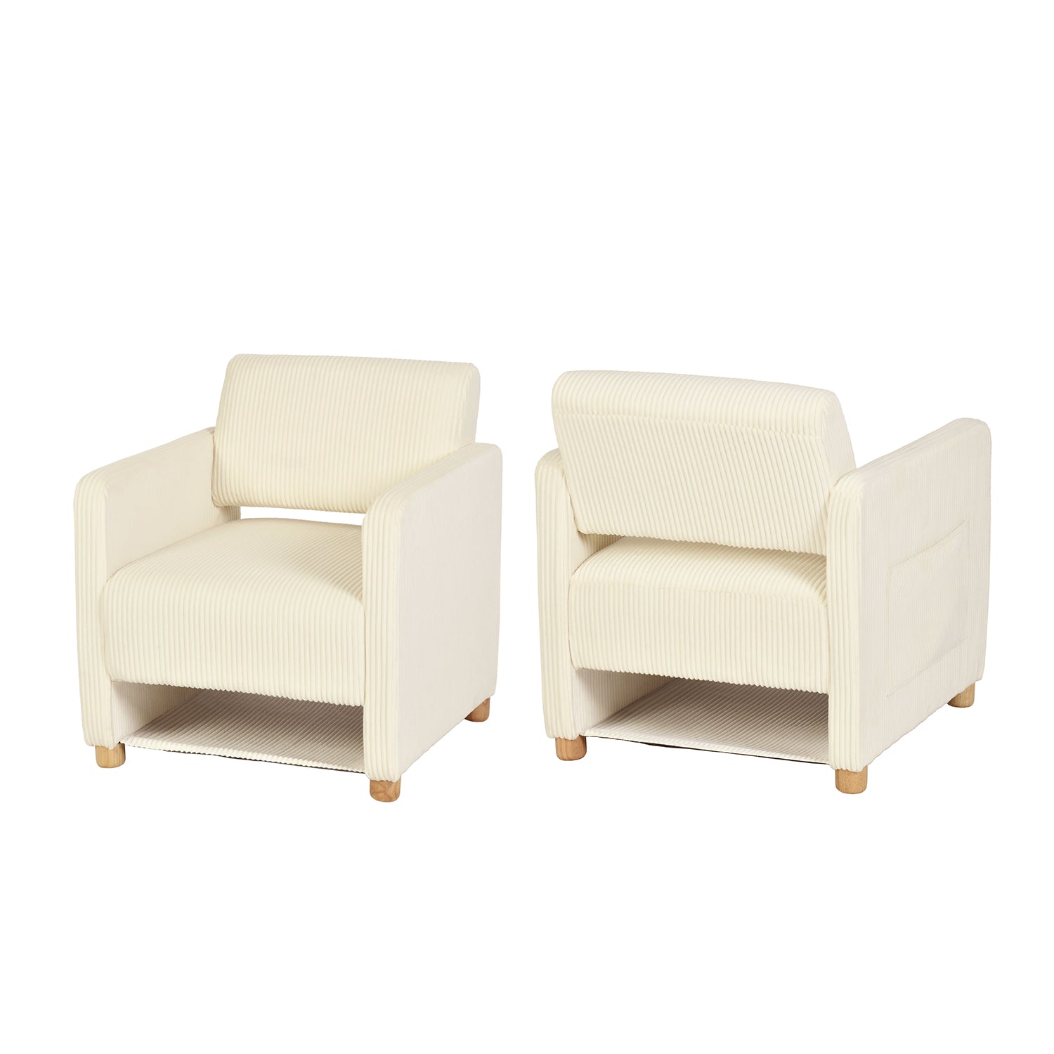 Lot de 2 fauteuil de détente 1 place canapé pour salon, fauteuil avec emballage en velours côtelé beige - KARIA