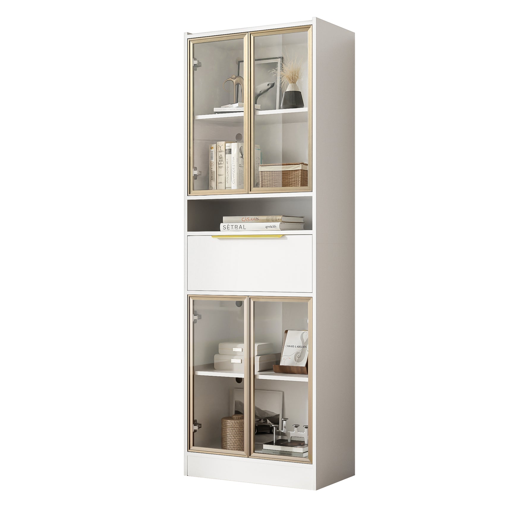 Haut meuble blanc moderne avec LED 16 couleurs et Bluetooth