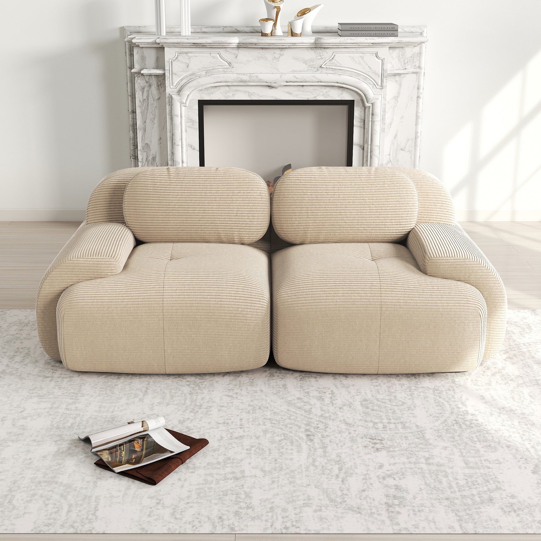 2-Sitzer-Schlafsofa aus dunkelgrauem Stoff mit Seitentaschen, modernes Schlafsofa