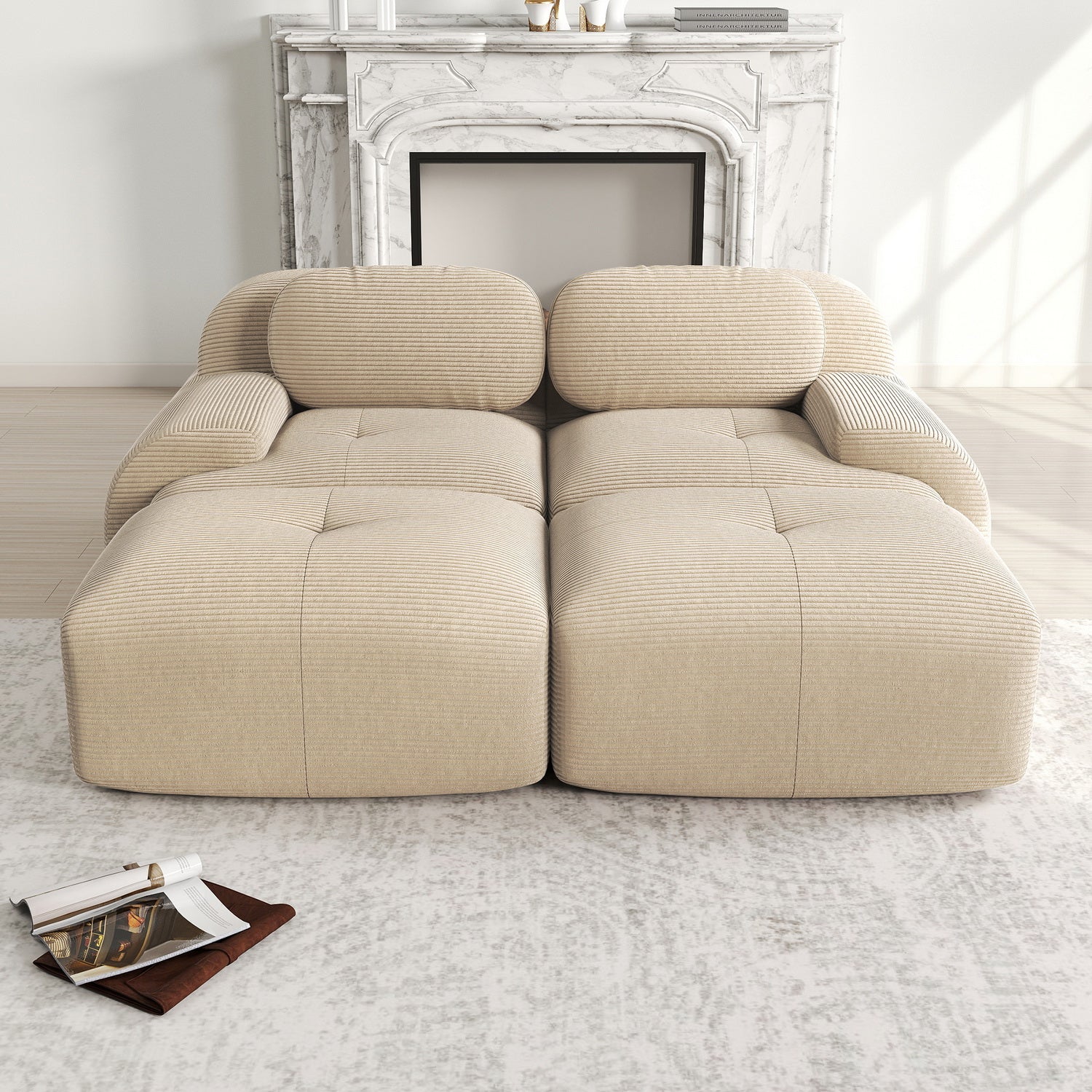 2-Sitzer-Schlafsofa aus dunkelgrauem Stoff mit Seitentaschen, modernes Schlafsofa