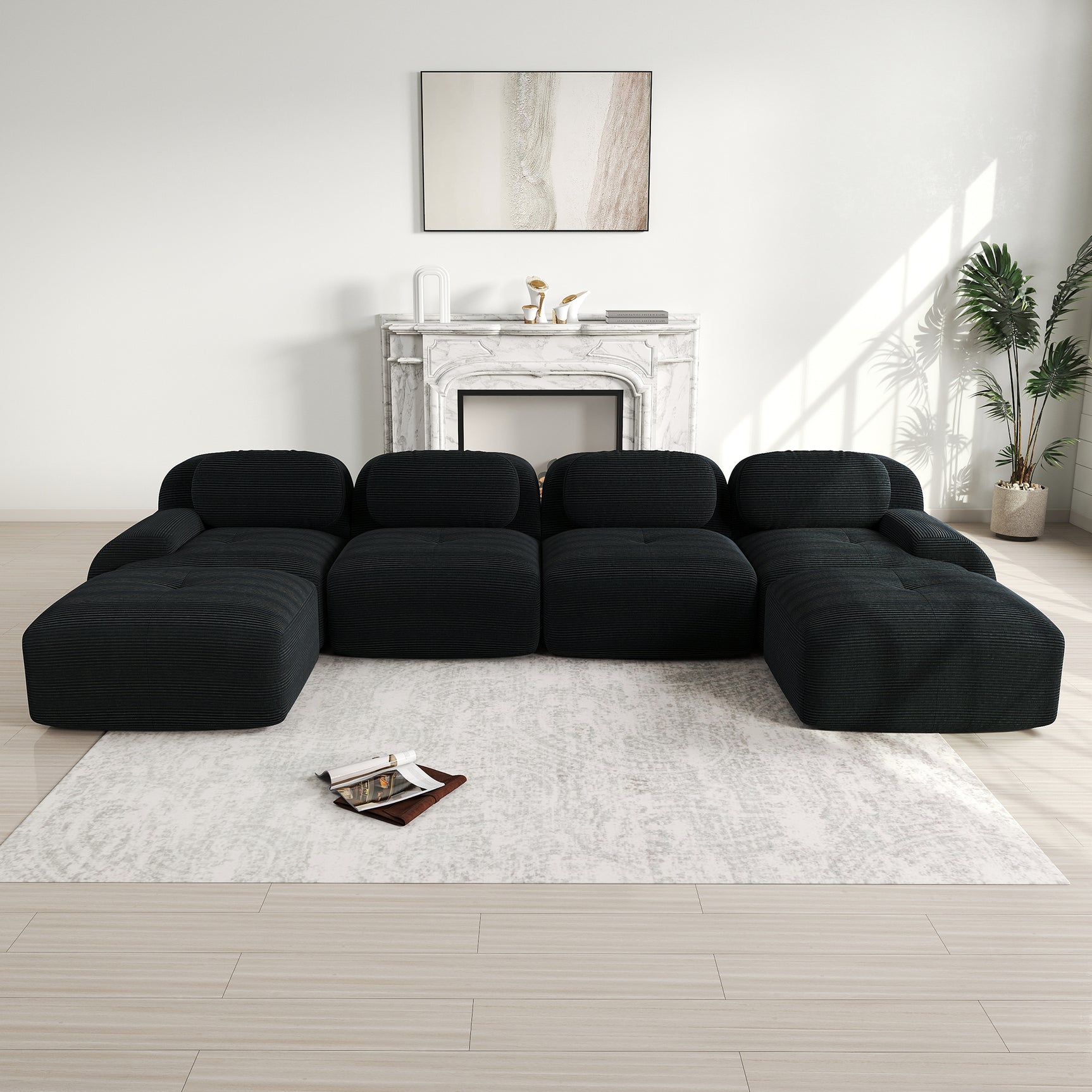 2-seater sofa bed in dark gray fabric with side pockets, modern convertible sofa
