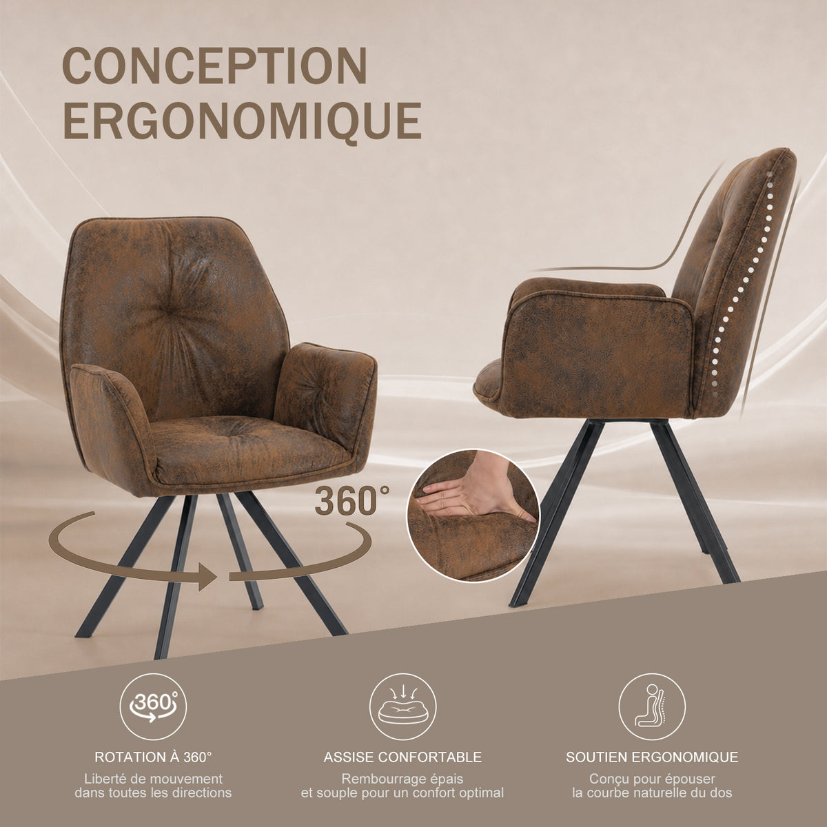 Round Table Table Table Table Timber Ø80 cm with 4 black velvet chairs, modern and comfortable style