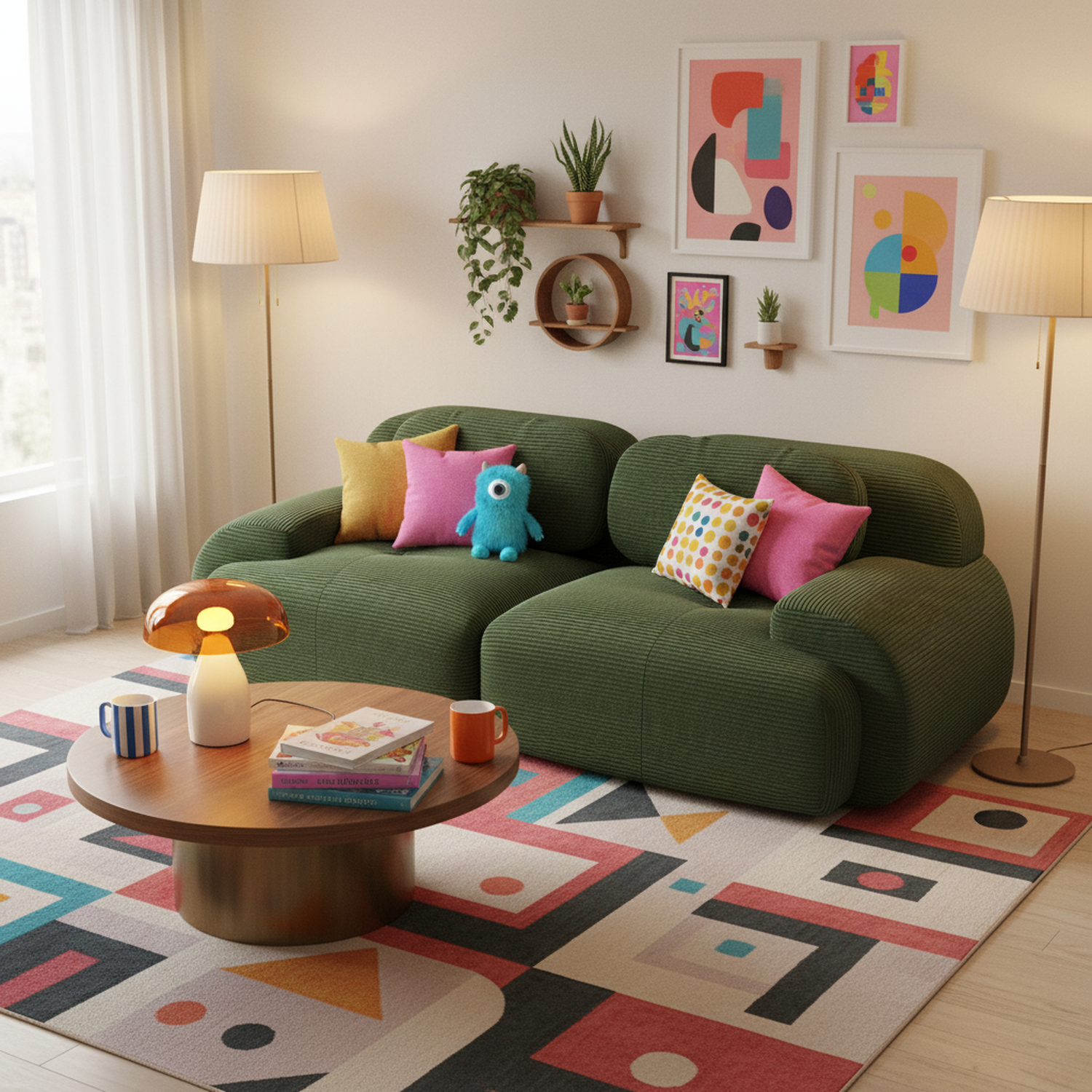 2-Sitzer-Schlafsofa aus dunkelgrauem Stoff mit Seitentaschen, modernes Schlafsofa