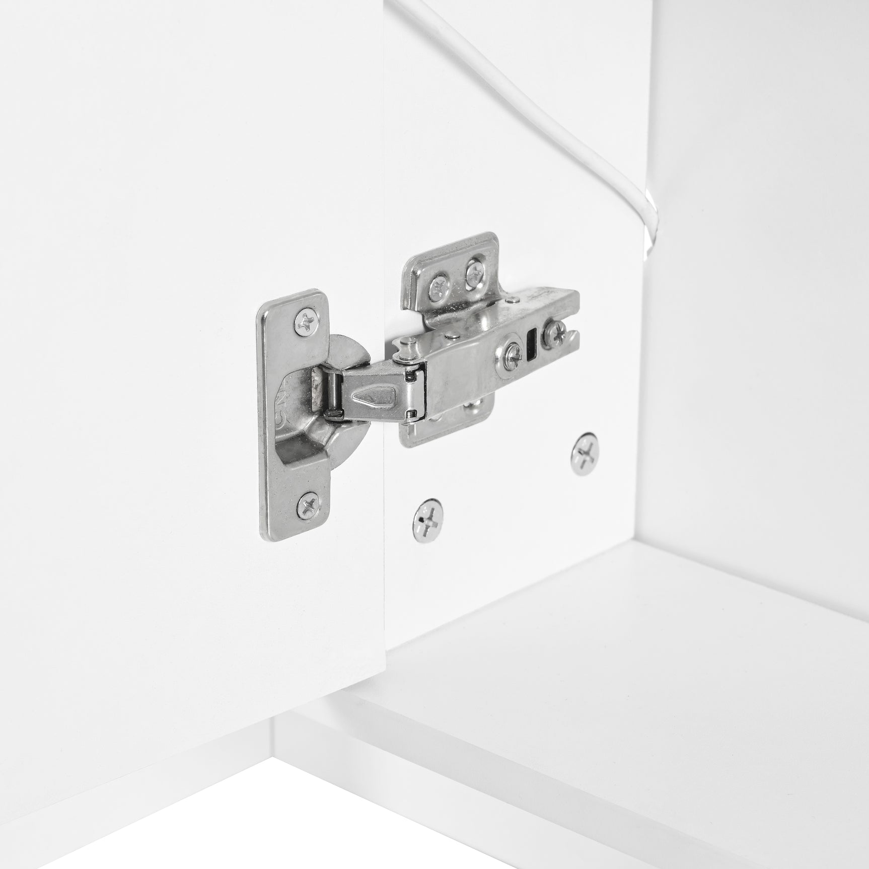 Coiffeuse moderne avec miroir éclairé & tabouret – Table de maquillage avec éclairage réglable, tiroirs & rangements ouverts