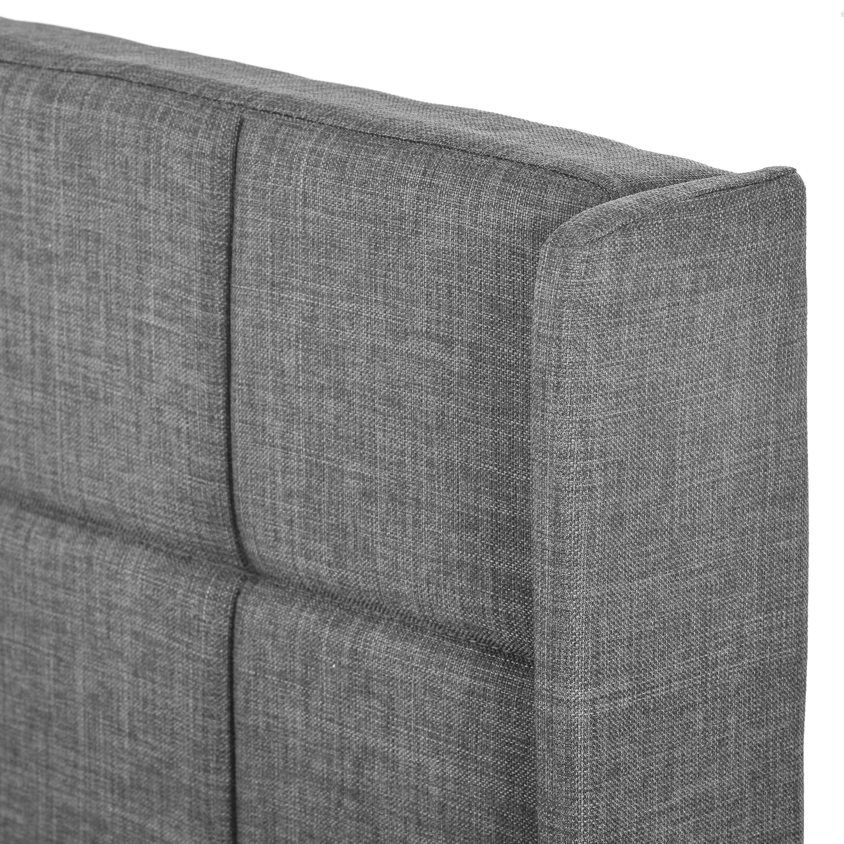 Lit double 140x200 cm en tissu gris avec tête de lit capitonnée et sommier à lattes inclus, design élégant et confortable (matelas non inclus)