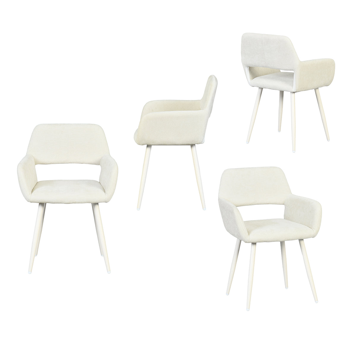 Set von 2 skandinavischen Esszimmer Sesseln mit beige Stoffarmlehnen - Cromwell