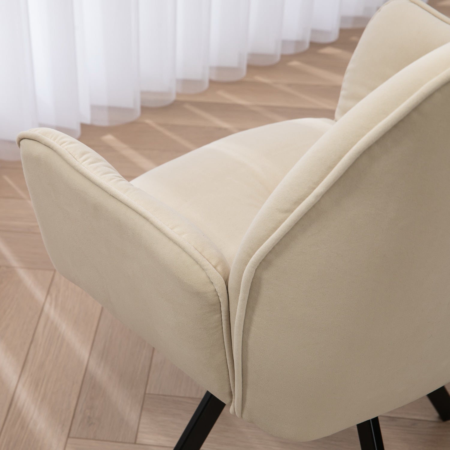 Lot de 2 chaises de salle à manger modernes pivotantes en tissu beige avec accoudoirs - CALF
