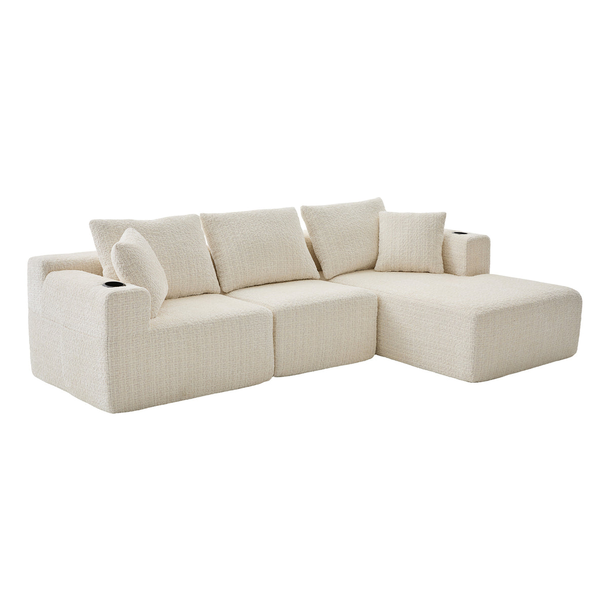2-seater sofa bed in dark gray fabric with side pockets, modern convertible sofa